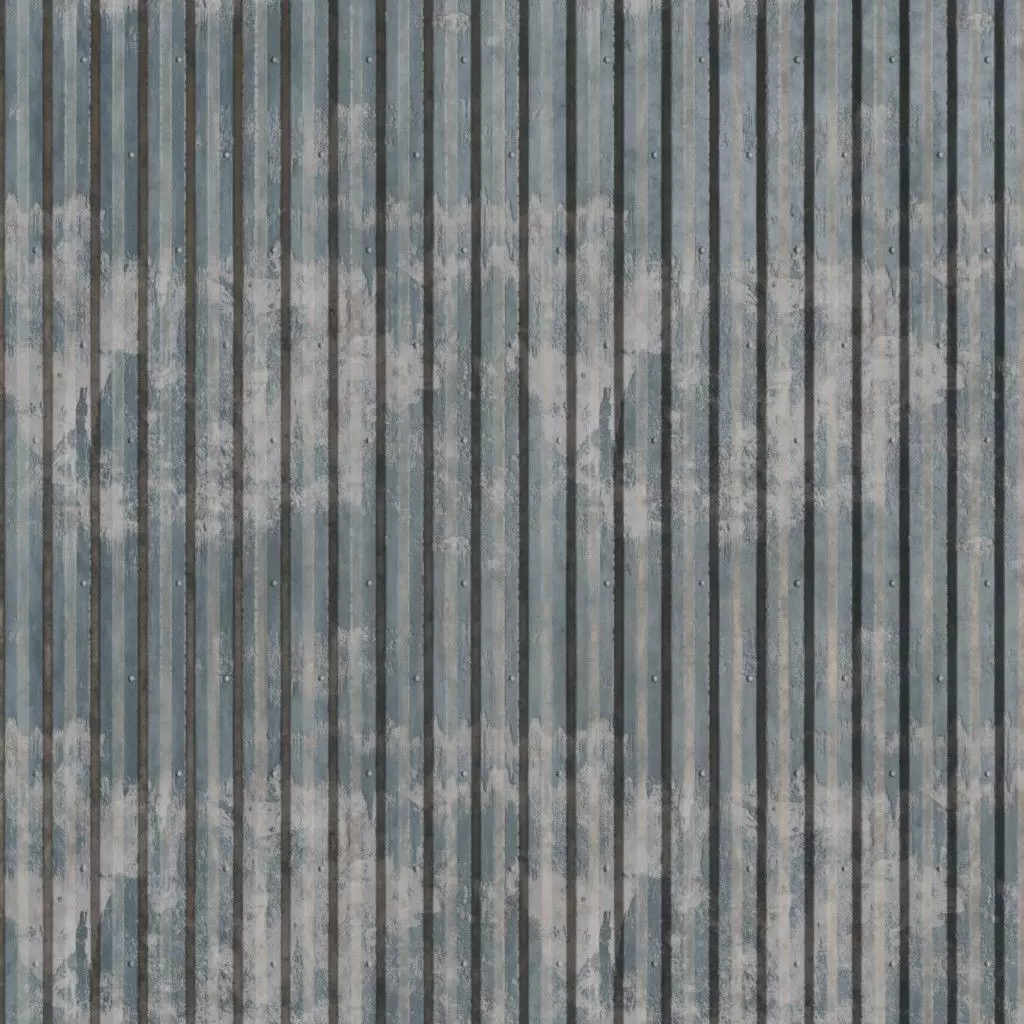 Weathered Blue Corrugated Steel Siding PBR Seamless Texture_2
