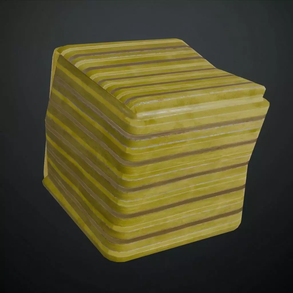 Worn Yellow Corrugated Steel Sheet PBR Seamless Texture_4