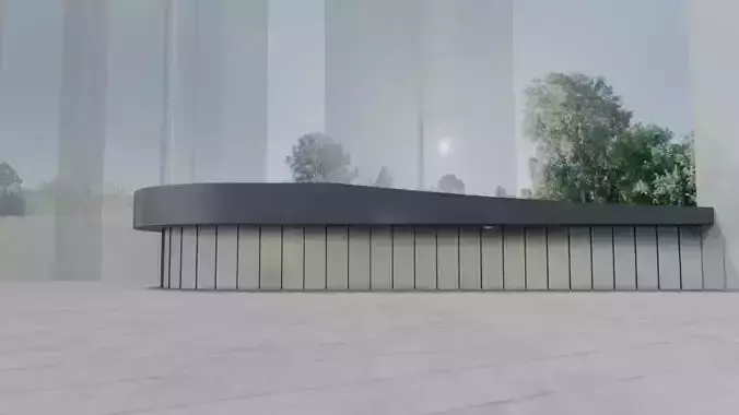 Modern Glass Facade Shopping Mall Entrance Building Exterior  3D model 7