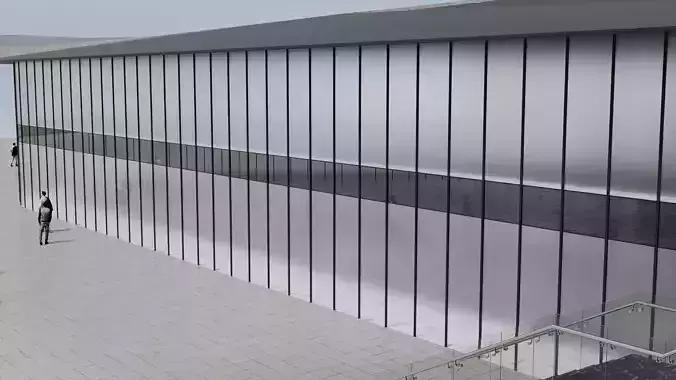 Modern Glass Facade Shopping Mall Entrance Building Exterior  3D model 2