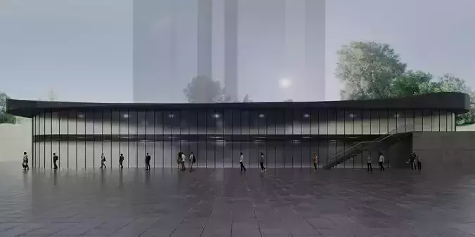 Modern Glass Facade Shopping Mall Entrance Building Exterior  3D model 5