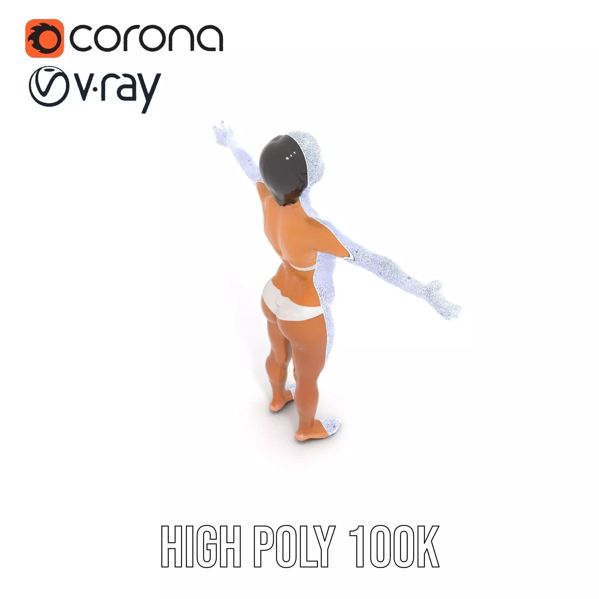 Elegant White Bikini model pack Low-poly 3D model_26