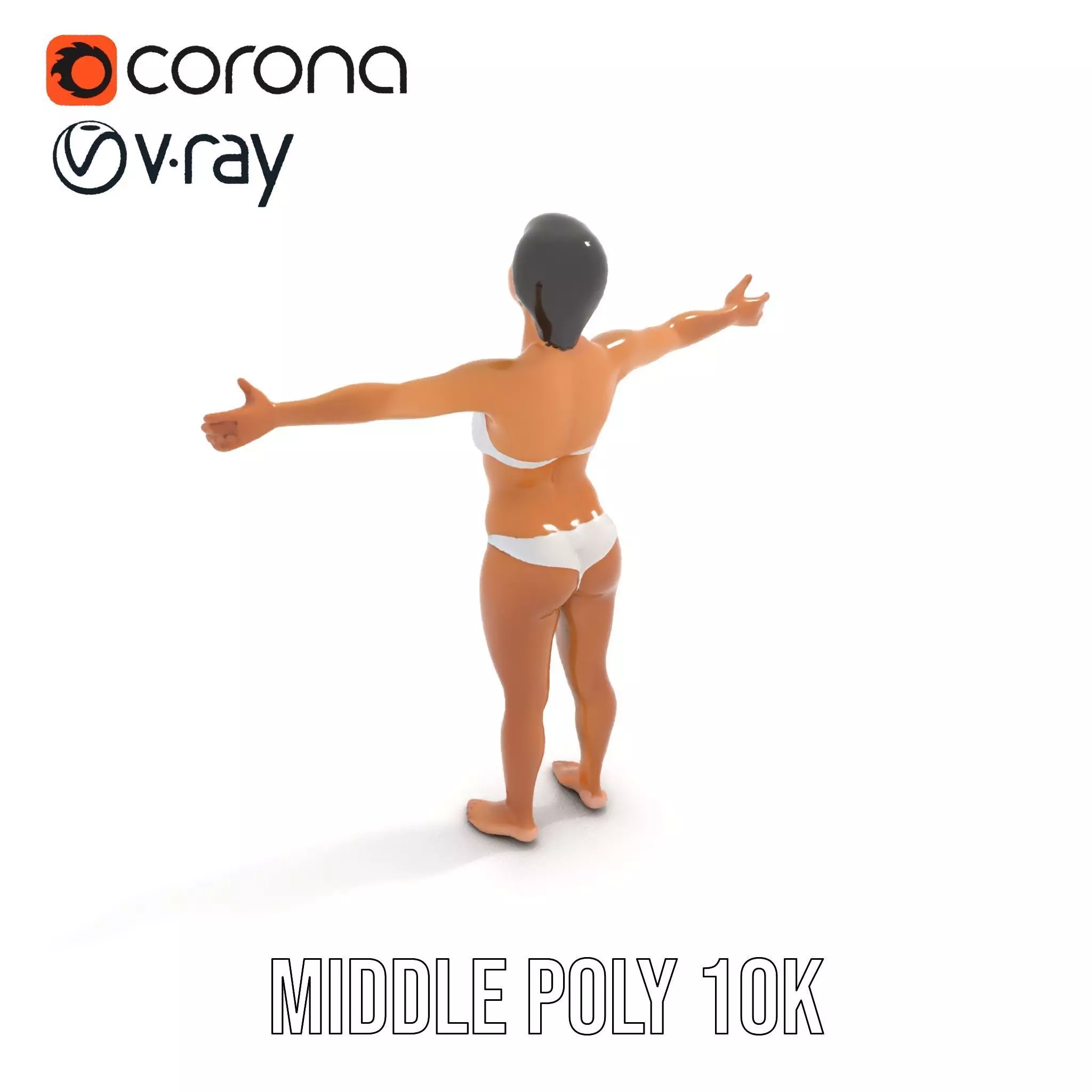 Elegant White Bikini model pack Low-poly 3D model_18