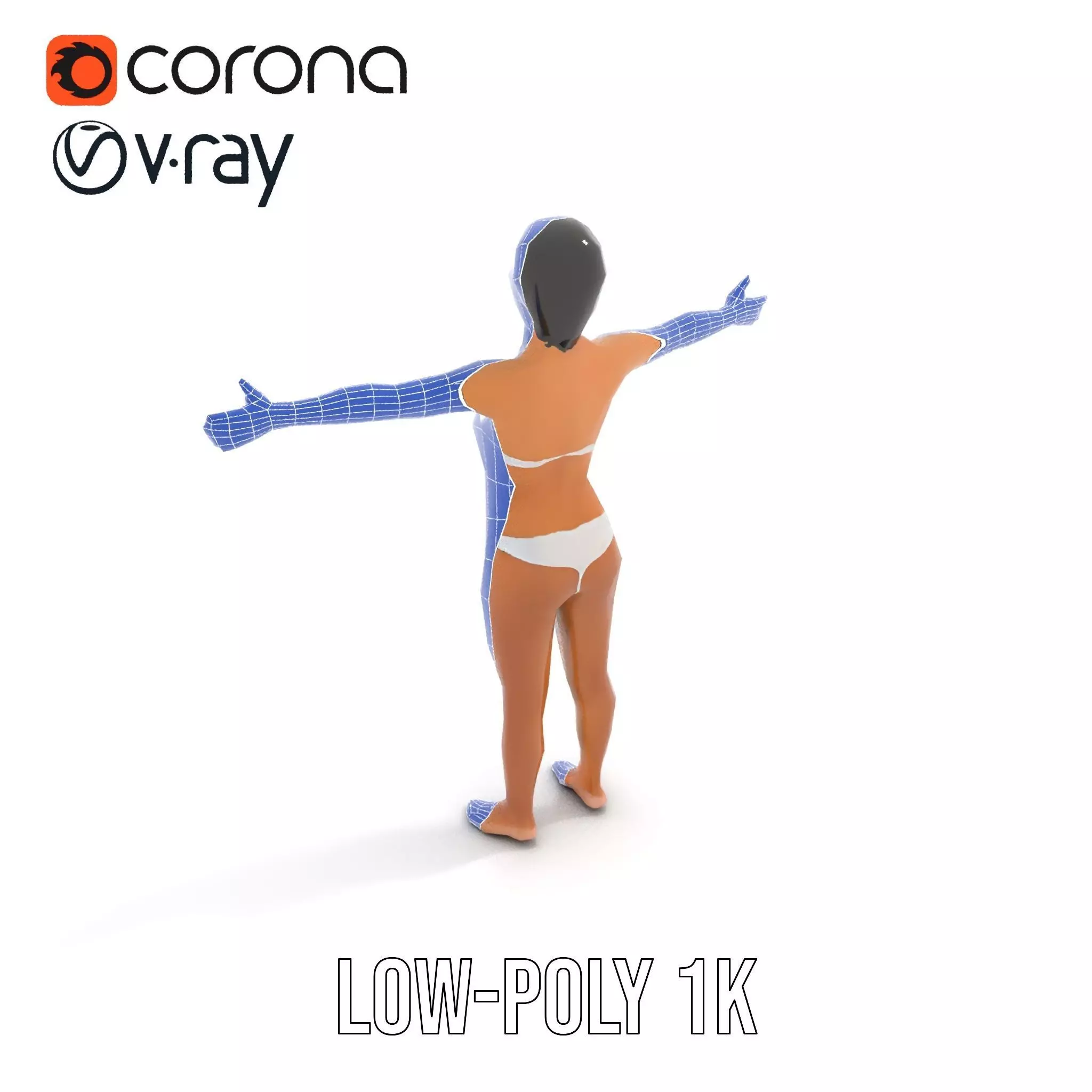 Elegant White Bikini model pack Low-poly 3D model_30