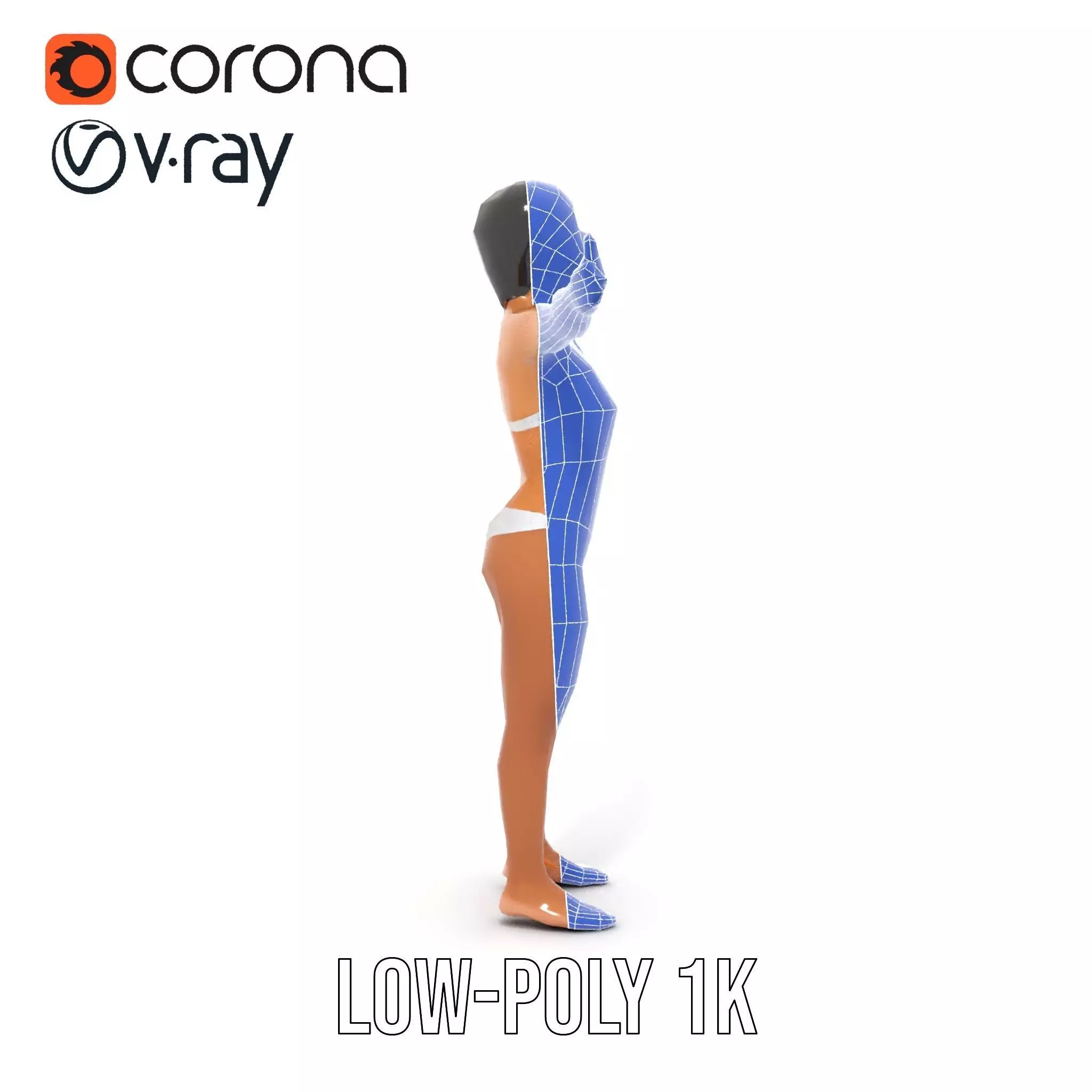 Elegant White Bikini model pack Low-poly 3D model_13