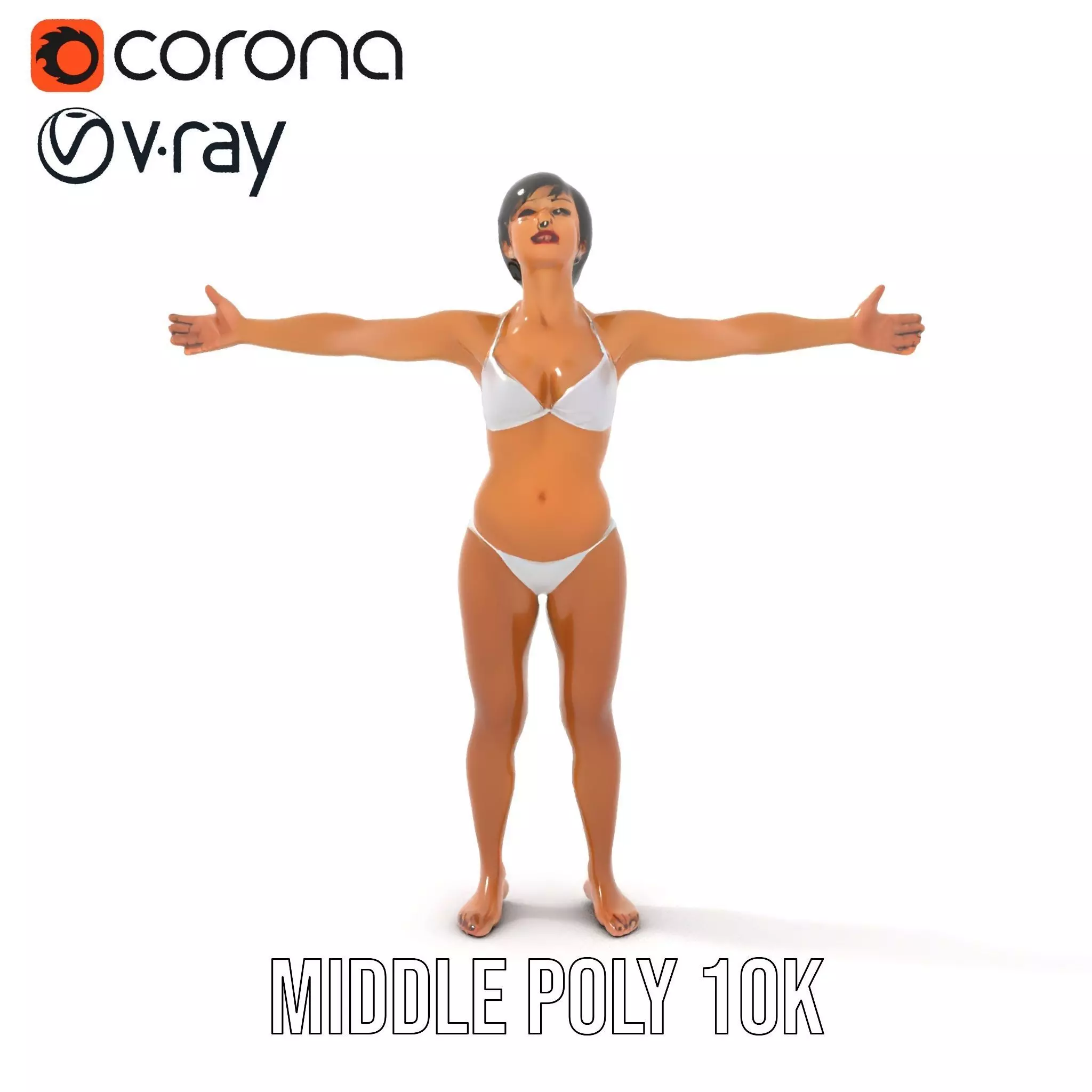 Elegant White Bikini model pack Low-poly 3D model_5