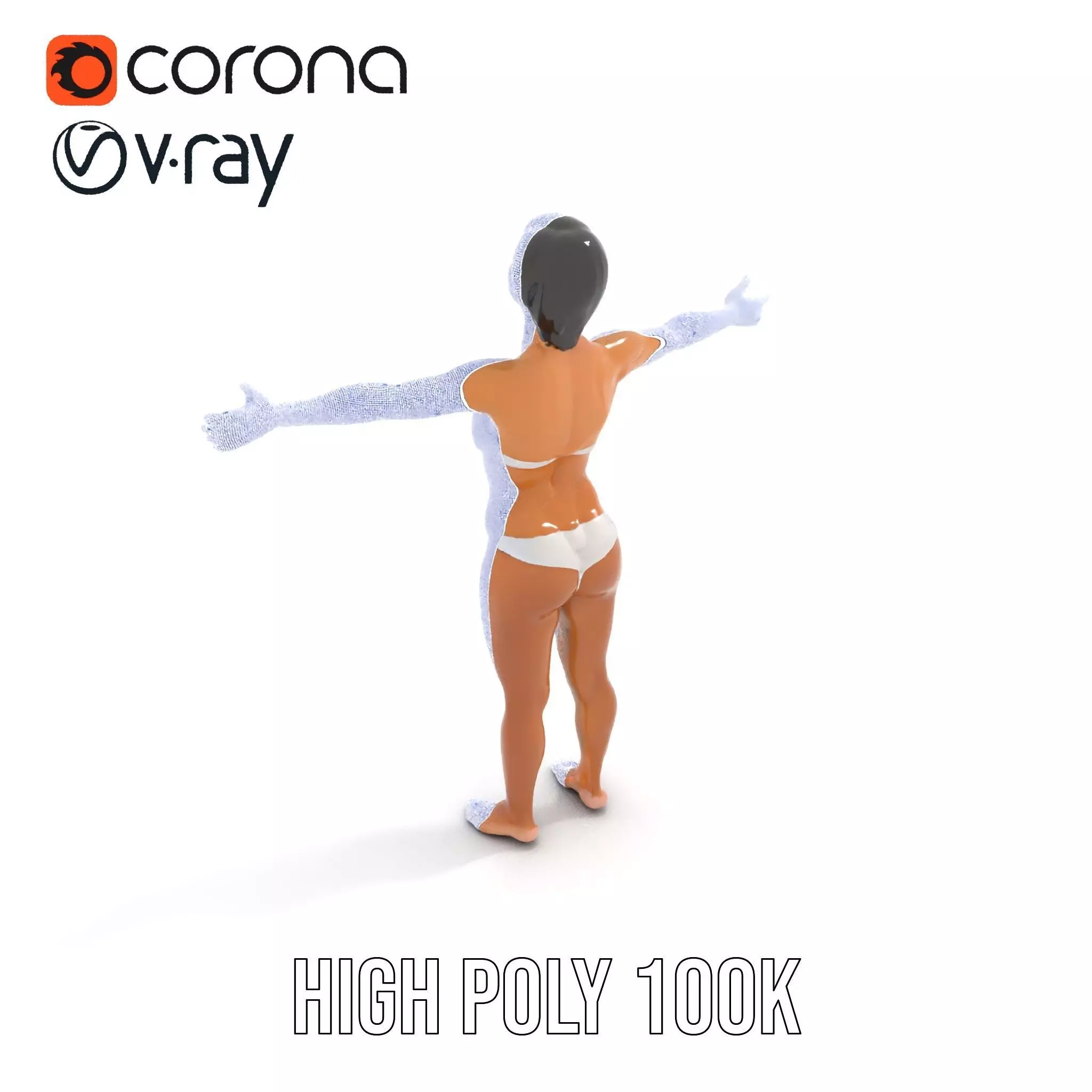 Elegant White Bikini model pack Low-poly 3D model_20