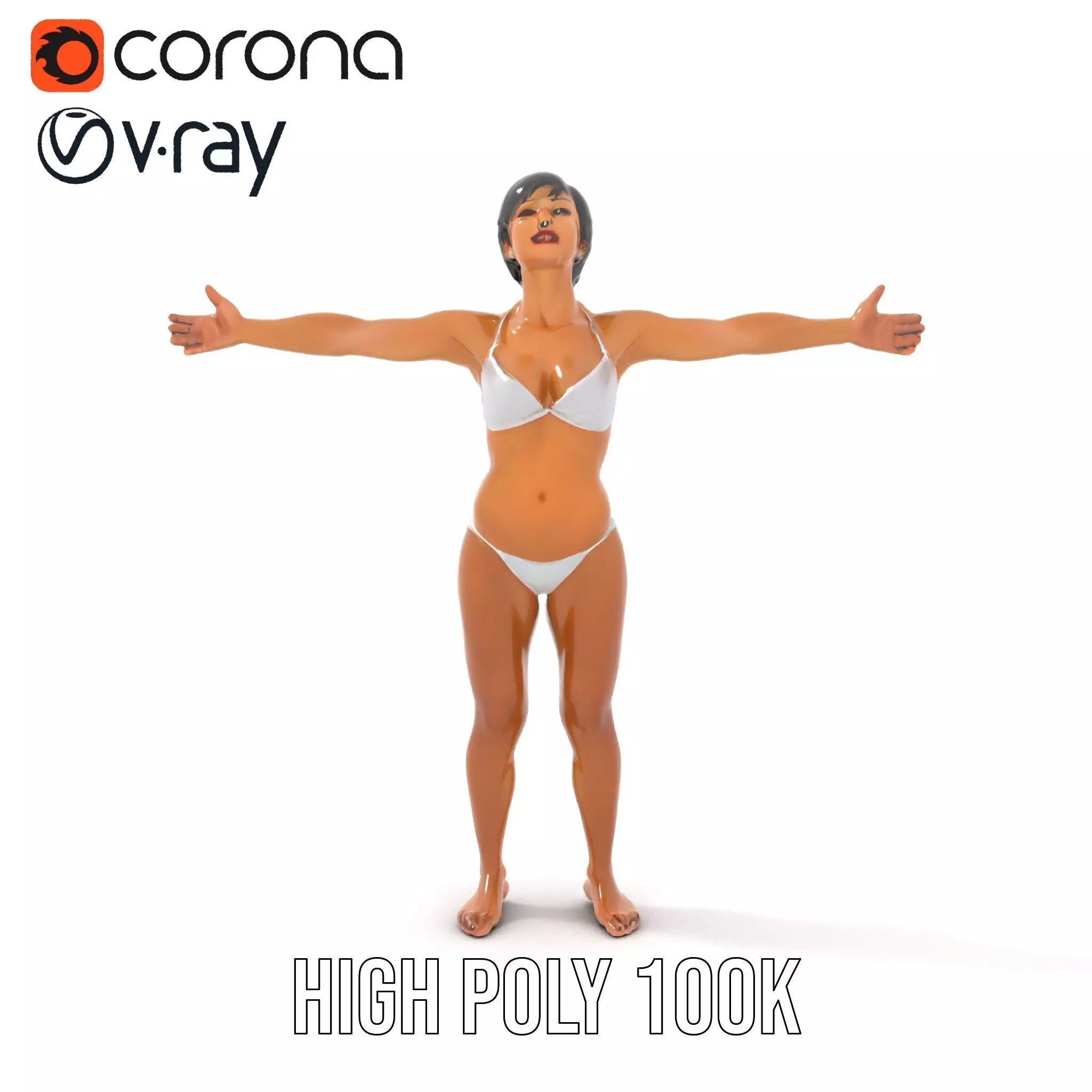 Elegant White Bikini model pack Low-poly 3D model_23