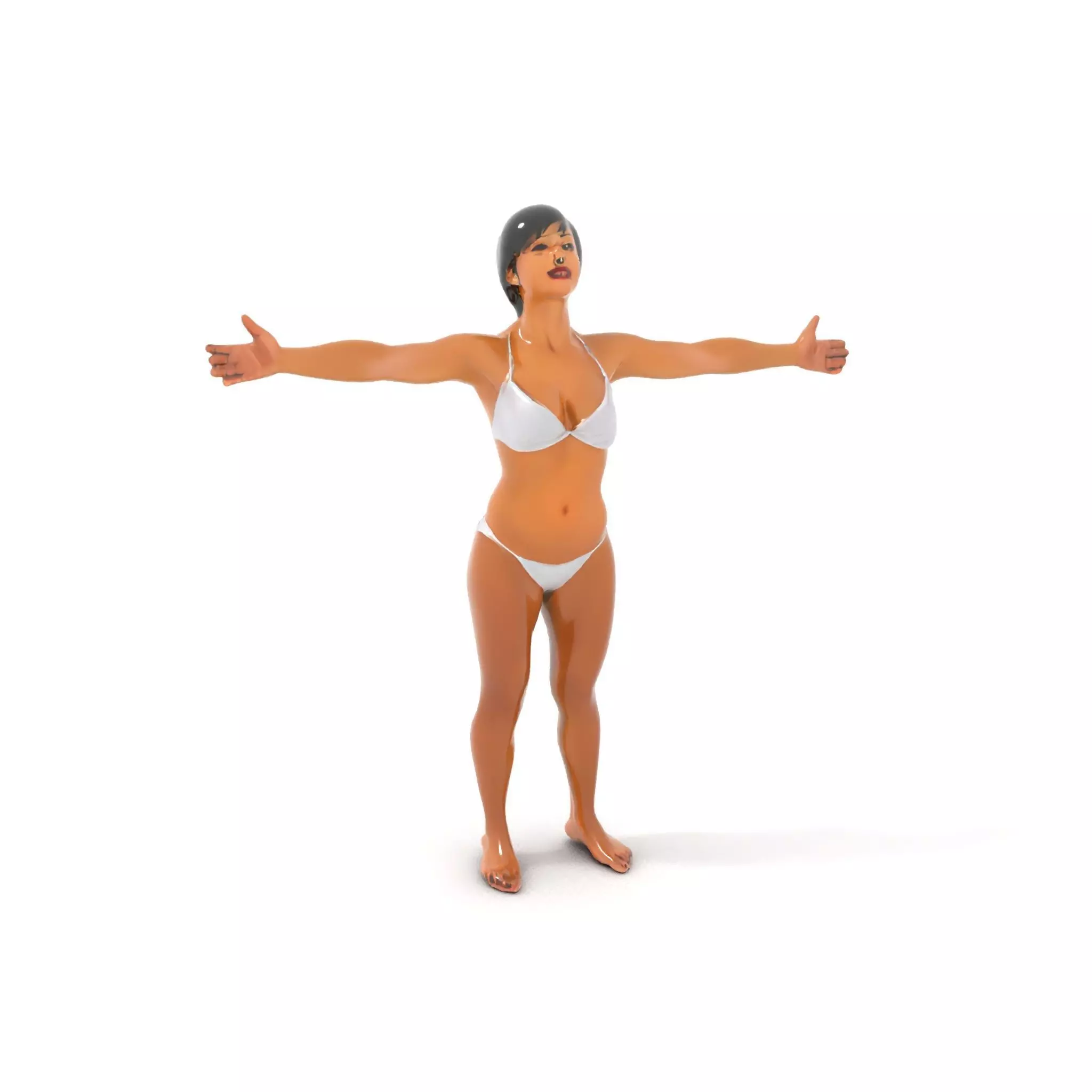 Elegant White Bikini model pack Low-poly 3D model_9