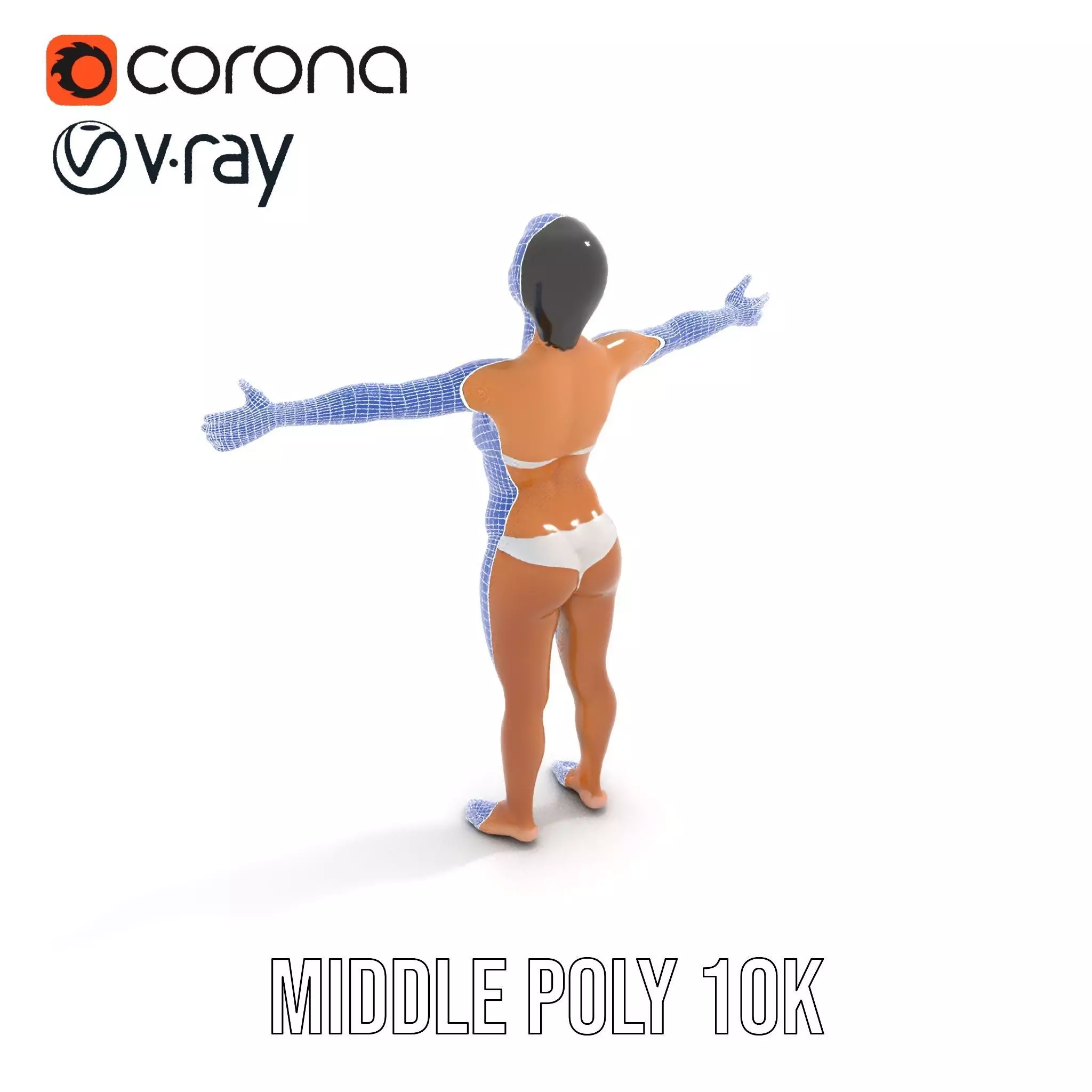 Elegant White Bikini model pack Low-poly 3D model_12