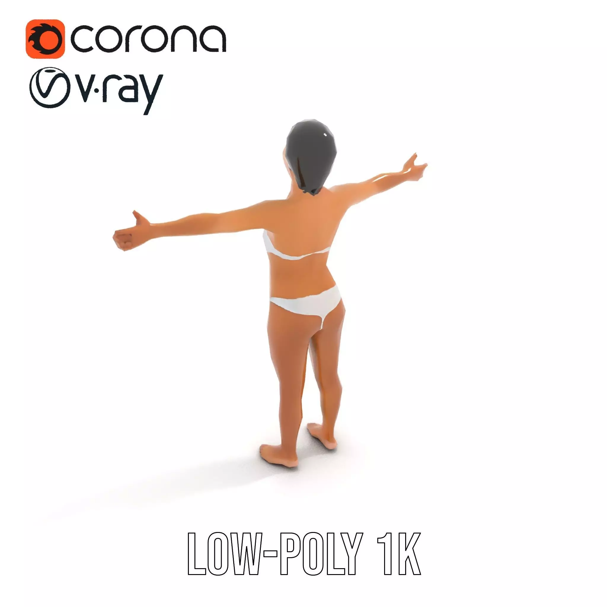 Elegant White Bikini model pack Low-poly 3D model_16