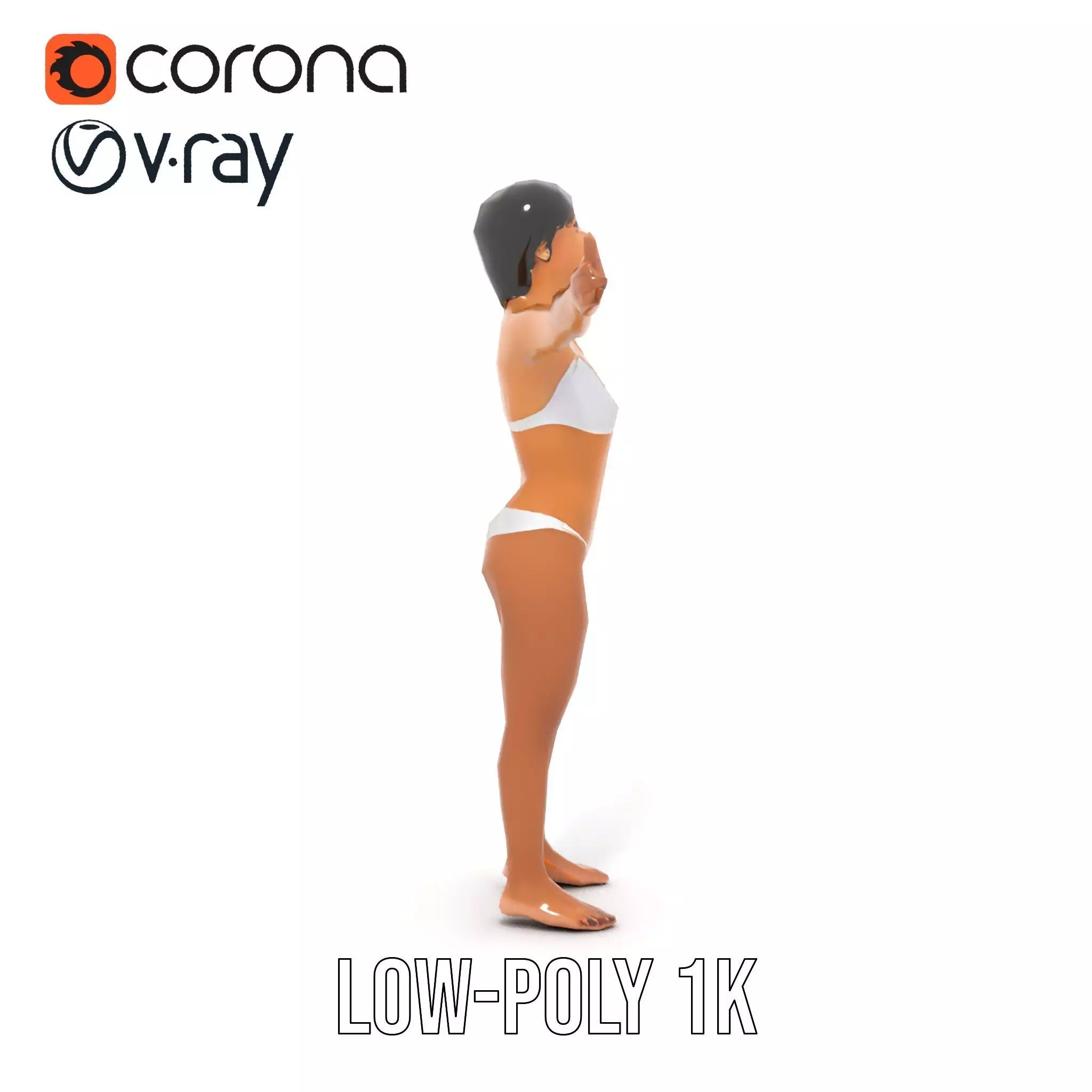 Elegant White Bikini model pack Low-poly 3D model_19