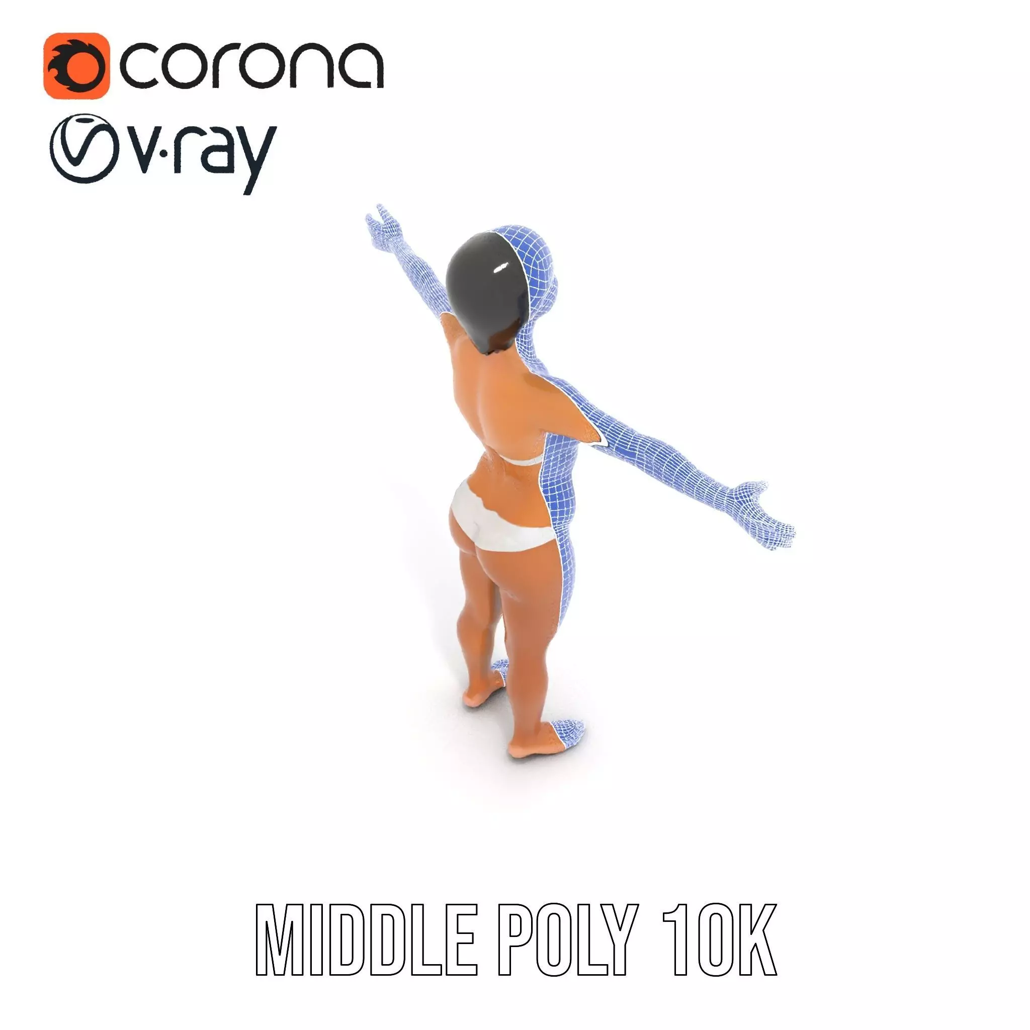 Elegant White Bikini model pack Low-poly 3D model_21
