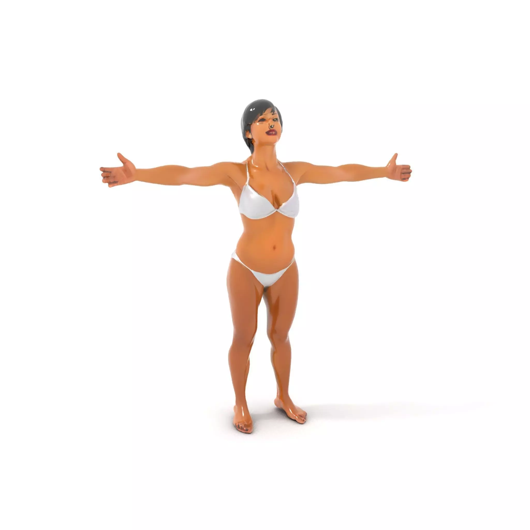 Elegant White Bikini model pack Low-poly 3D model_0