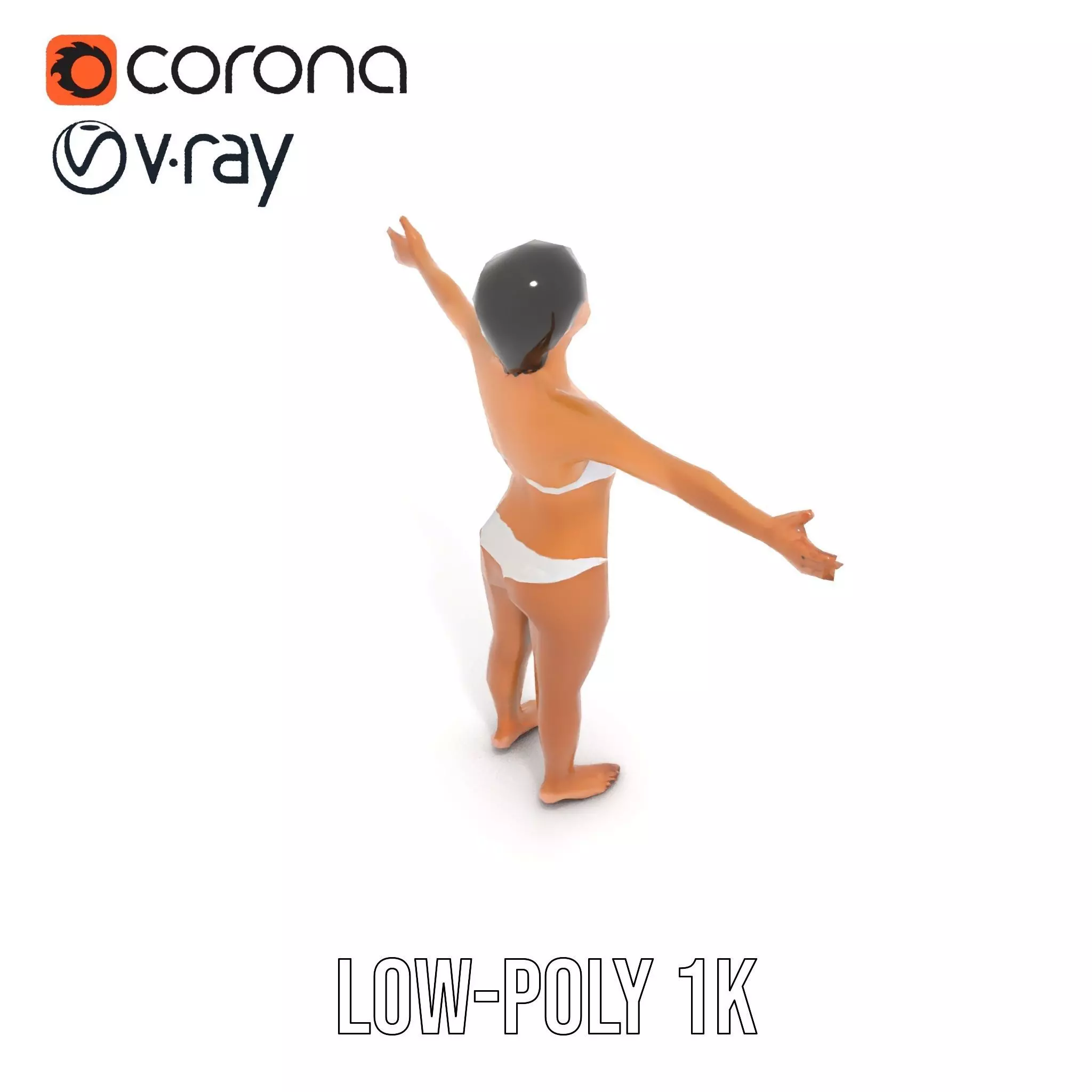 Elegant White Bikini model pack Low-poly 3D model_10