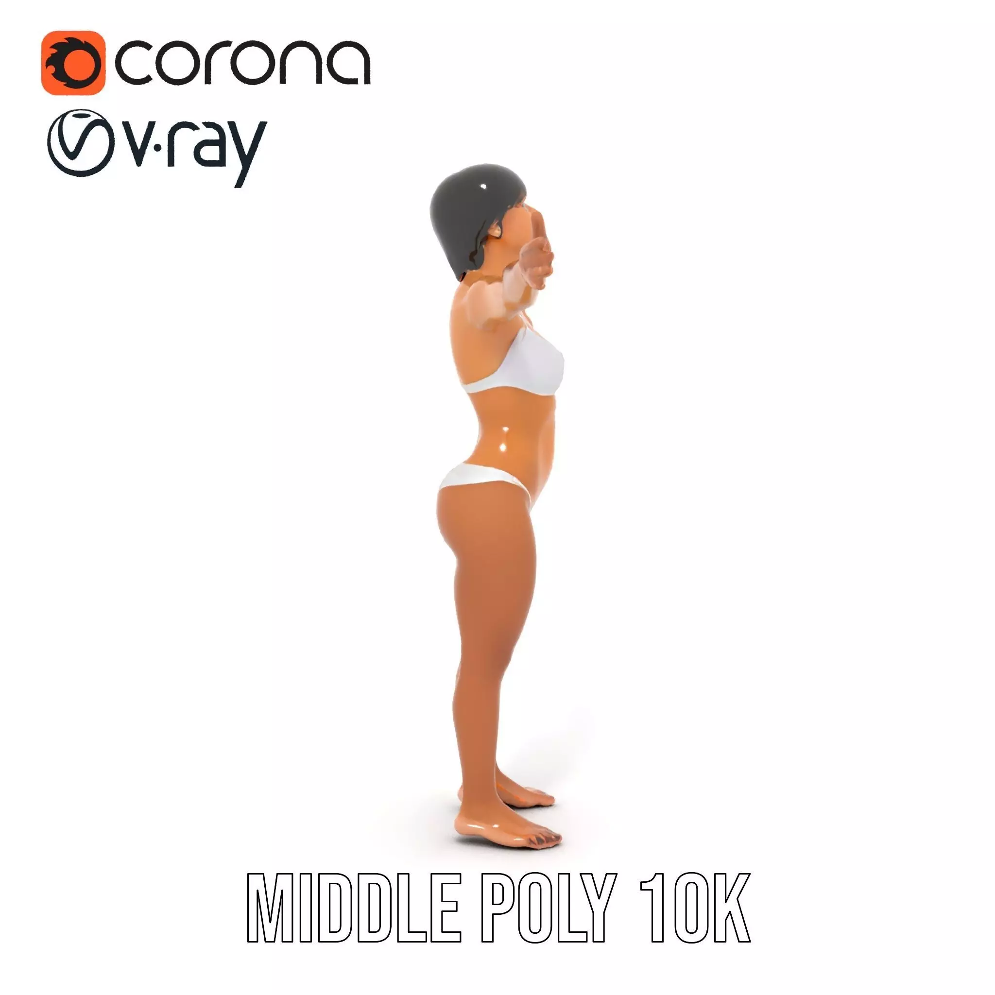 Elegant White Bikini model pack Low-poly 3D model_6