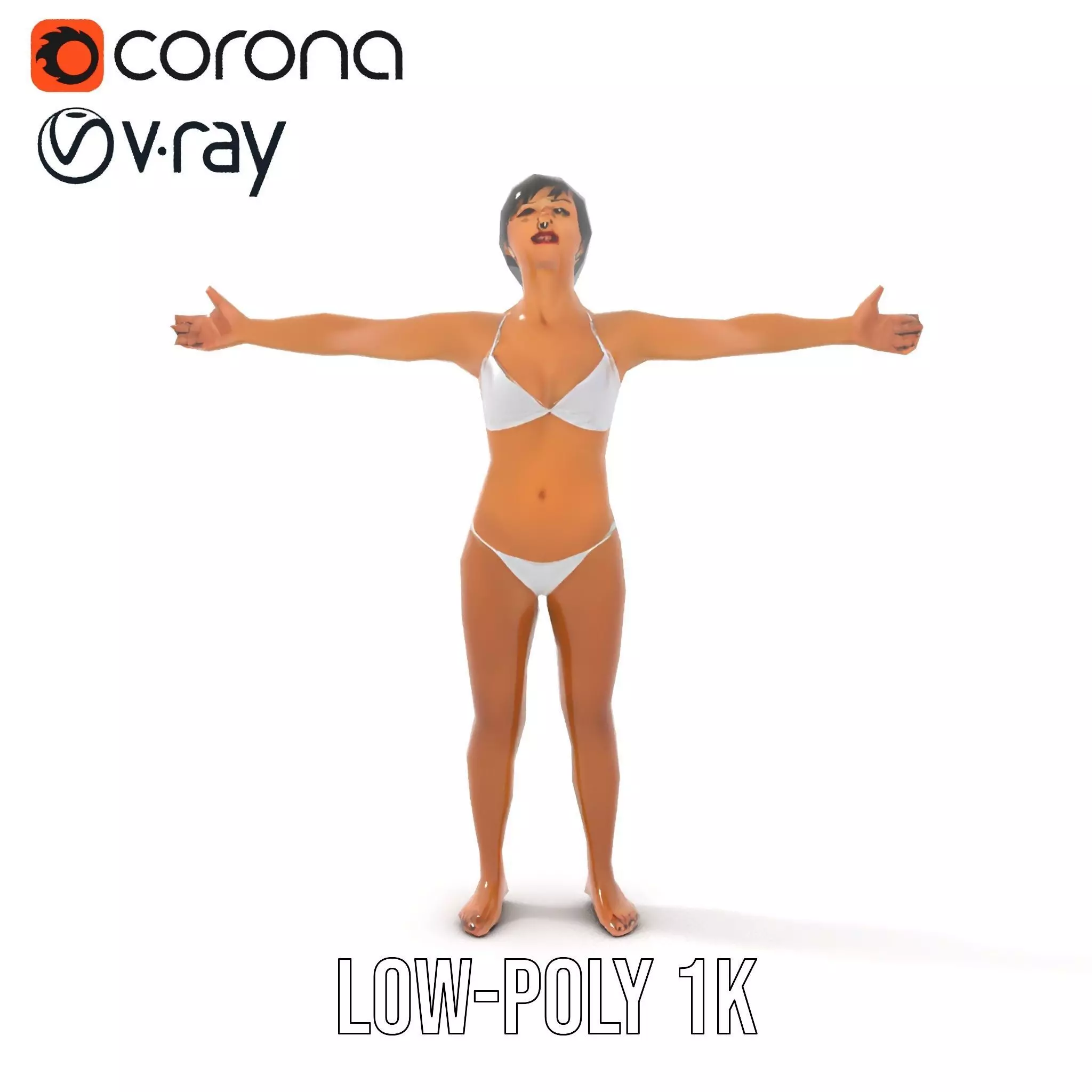 Elegant White Bikini model pack Low-poly 3D model_8