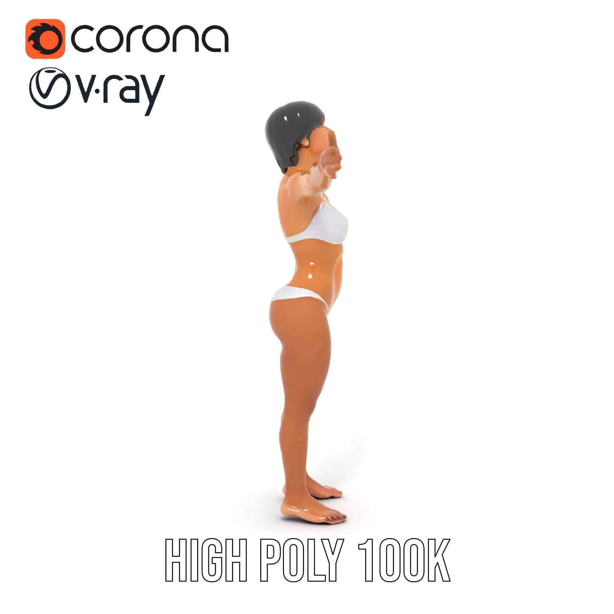 Elegant White Bikini model pack Low-poly 3D model_17