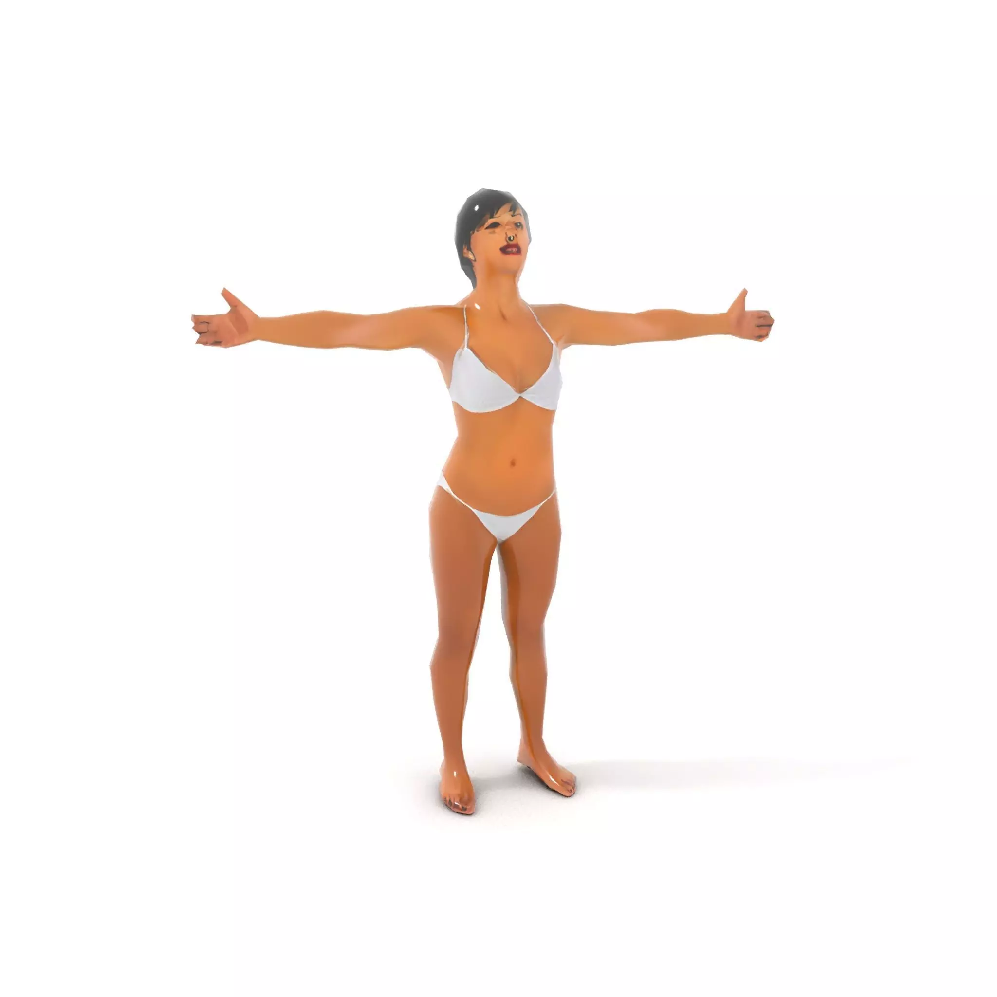 Elegant White Bikini model pack Low-poly 3D model_7