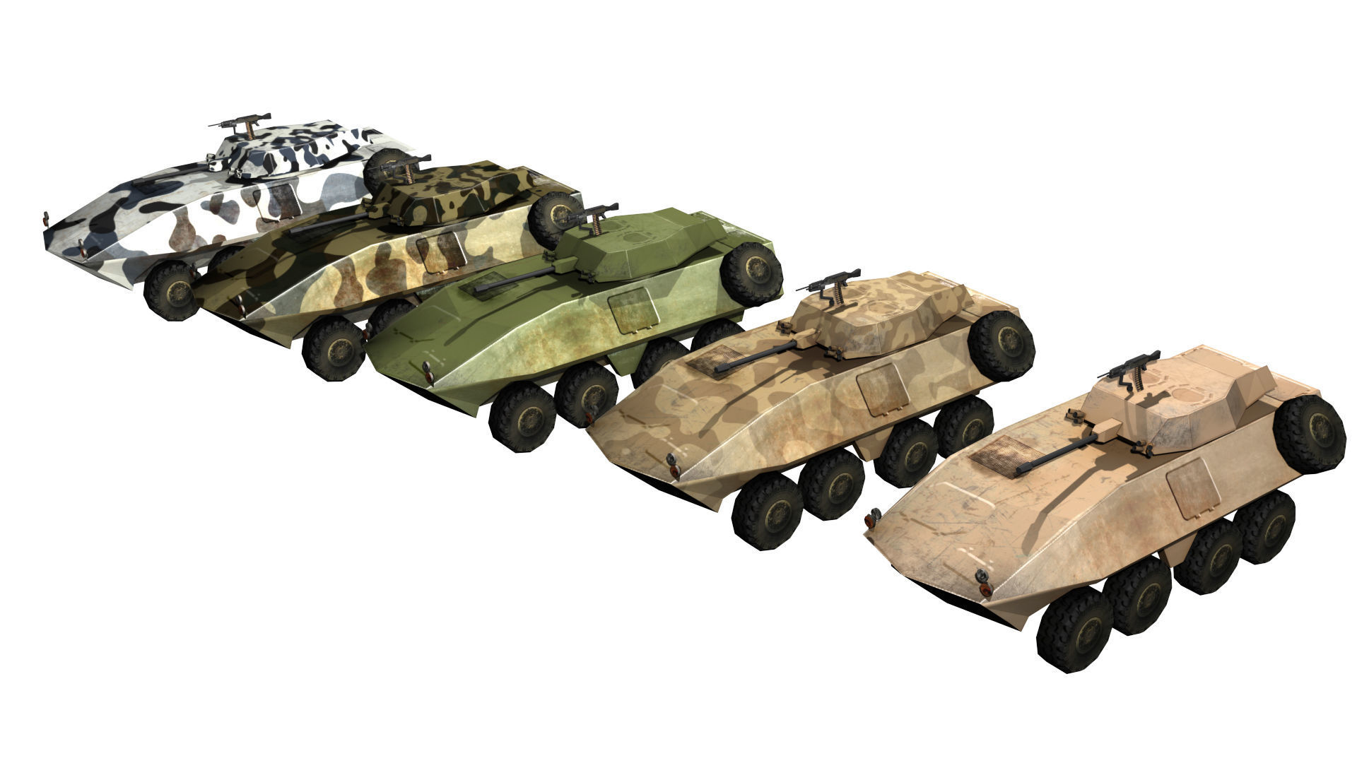 5 LAV 25 APC models for VR and Games Low-poly 3D model_6