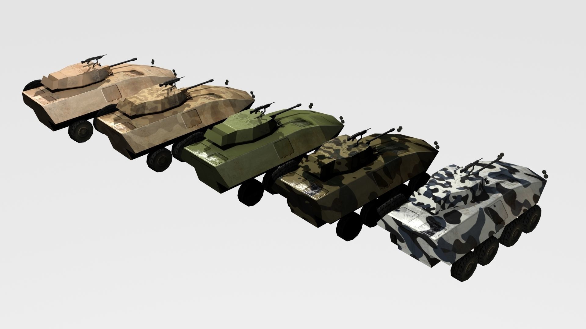5 LAV 25 APC models for VR and Games Low-poly 3D model_9