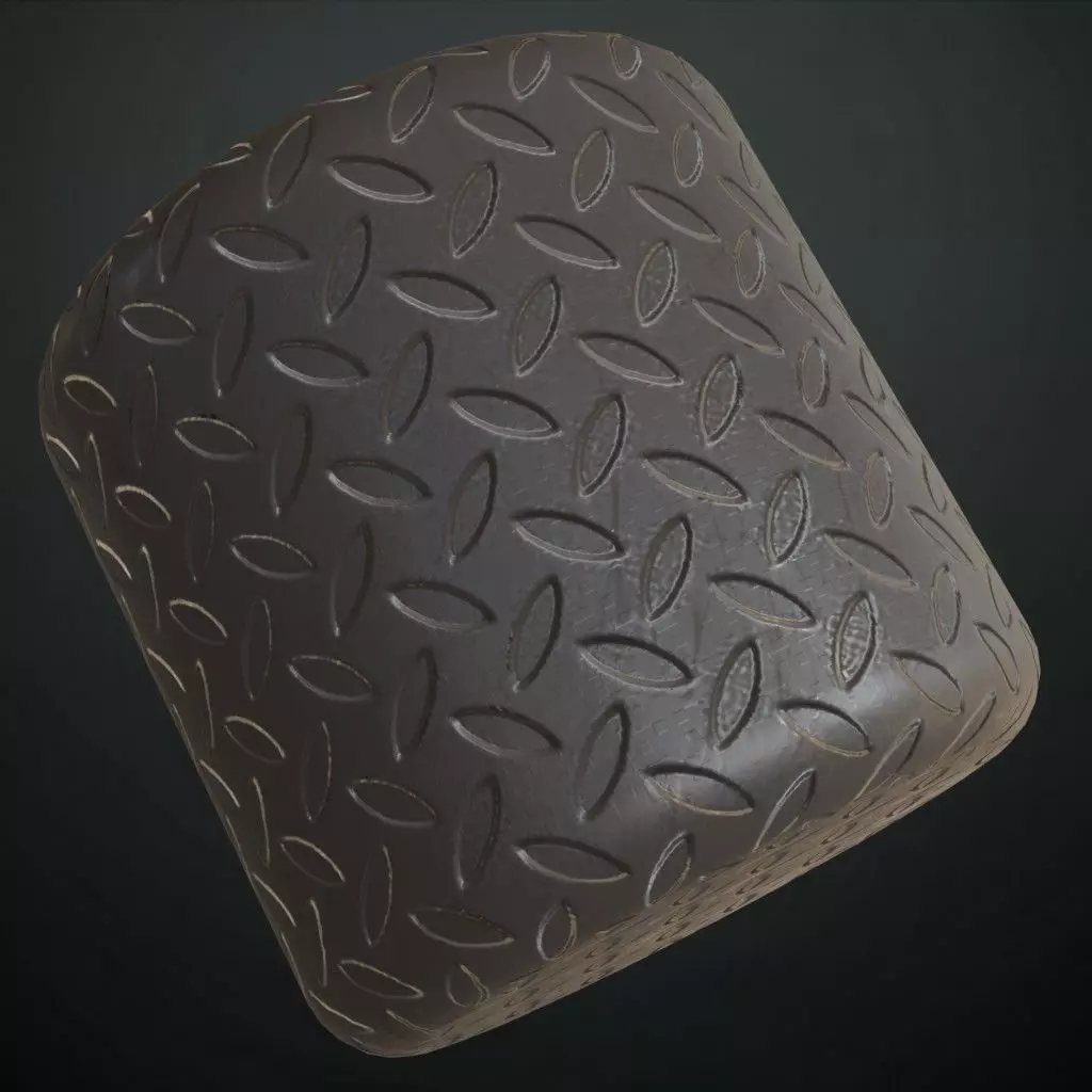 Dark Clean Diamond Tread Plate Metal PBR Seamless Texture_1