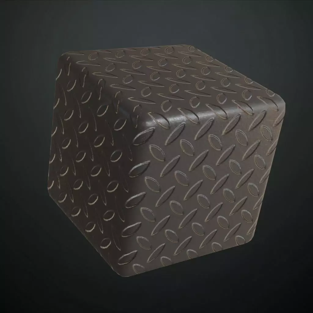 Dark Clean Diamond Tread Plate Metal PBR Seamless Texture_4