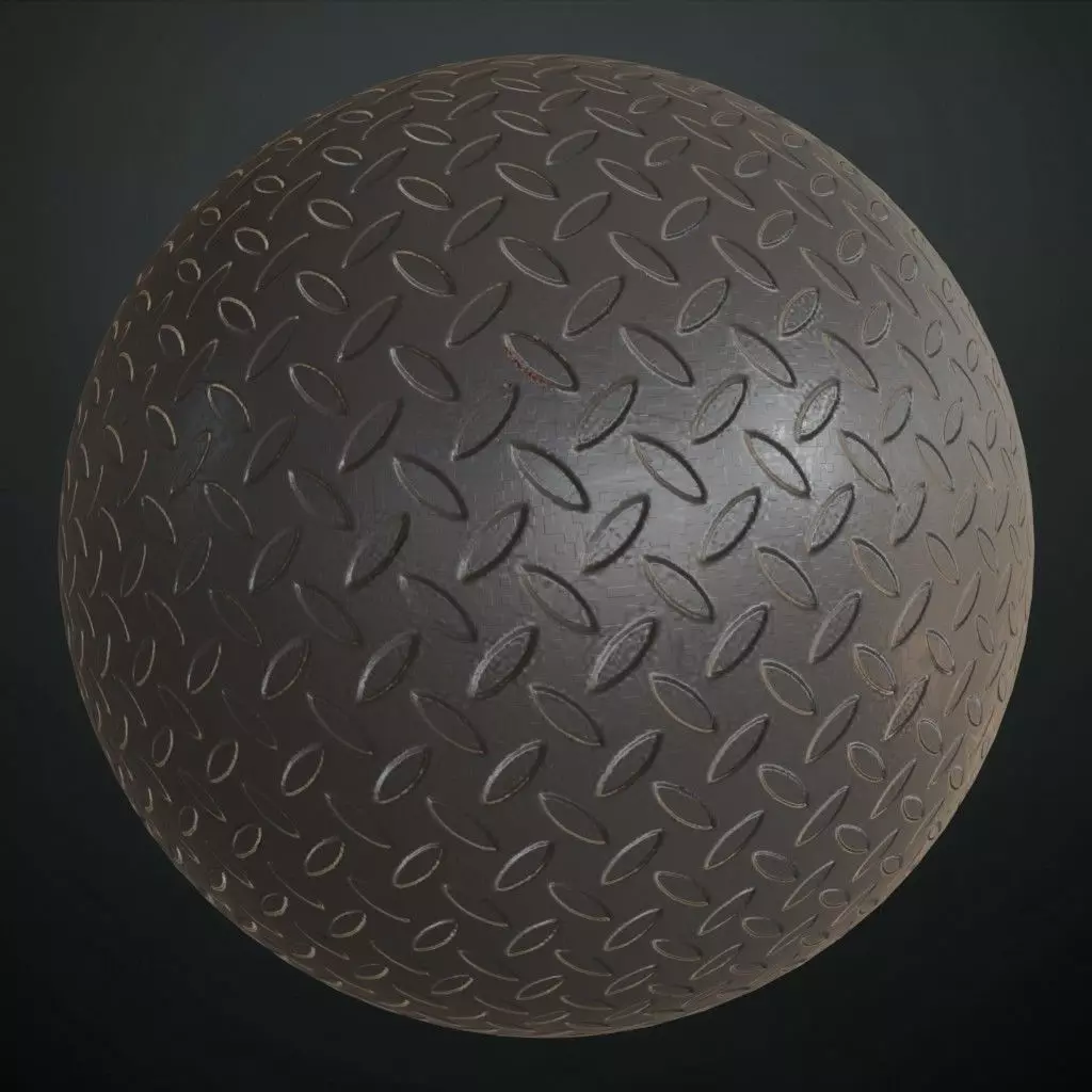 Dark Clean Diamond Tread Plate Metal PBR Seamless Texture_0