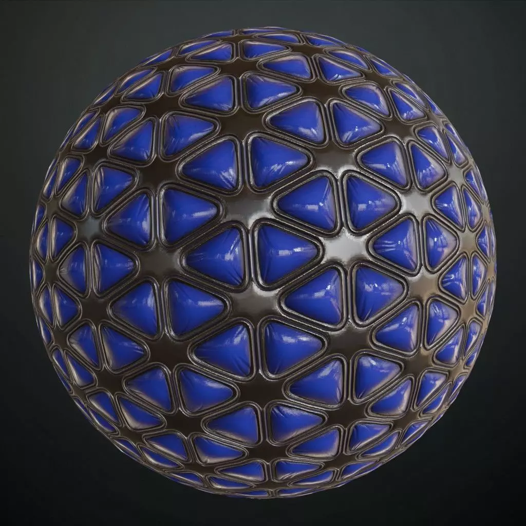 Blue Padded Triangular Sci-Fi Wall Panel PBR Seamless Texture_0