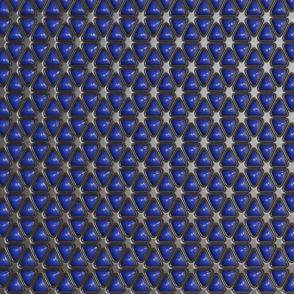 Blue Padded Triangular Sci-Fi Wall Panel PBR Seamless Texture_2