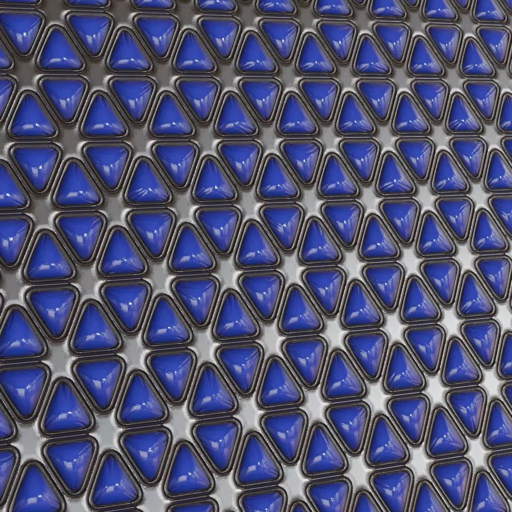 Blue Padded Triangular Sci-Fi Wall Panel PBR Seamless Texture_3