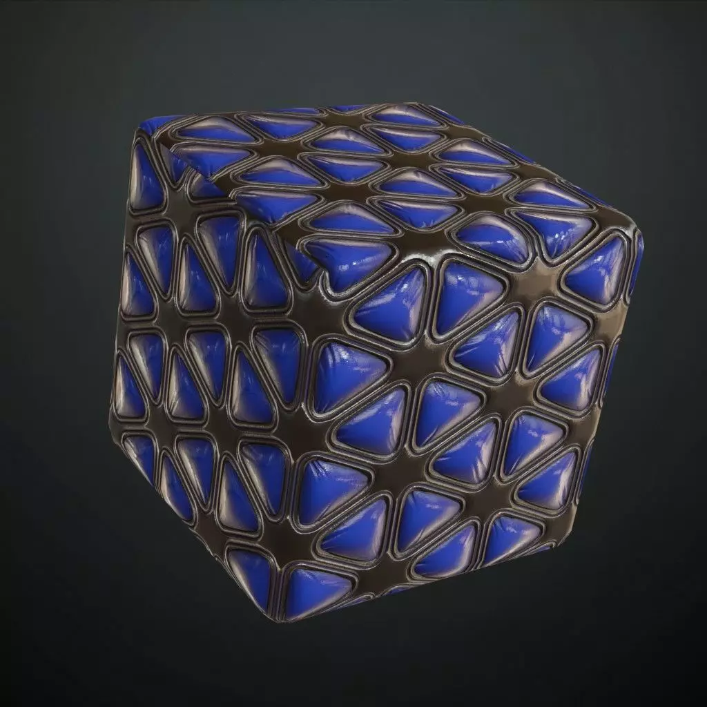 Blue Padded Triangular Sci-Fi Wall Panel PBR Seamless Texture_4