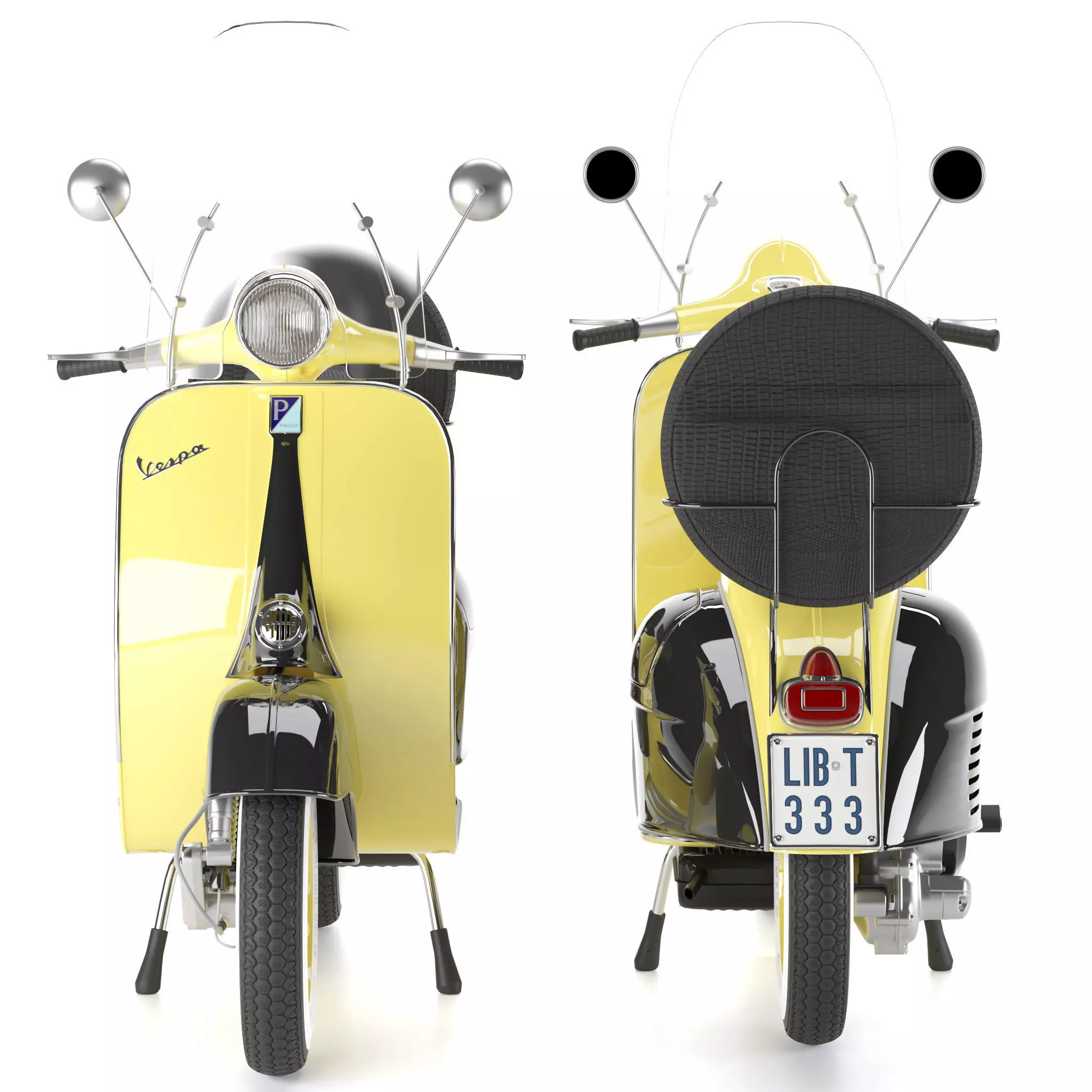 yellow vespa motor 3D model_4