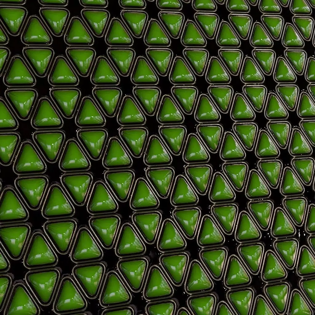 Green Padded Triangular Sci-Fi Wall Panel PBR Seamless Texture_3