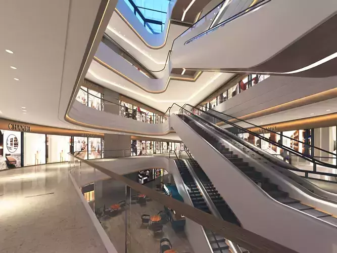 Shopping Mall interior Low-poly 3D model Shopping Mall interior Low-poly 3D model