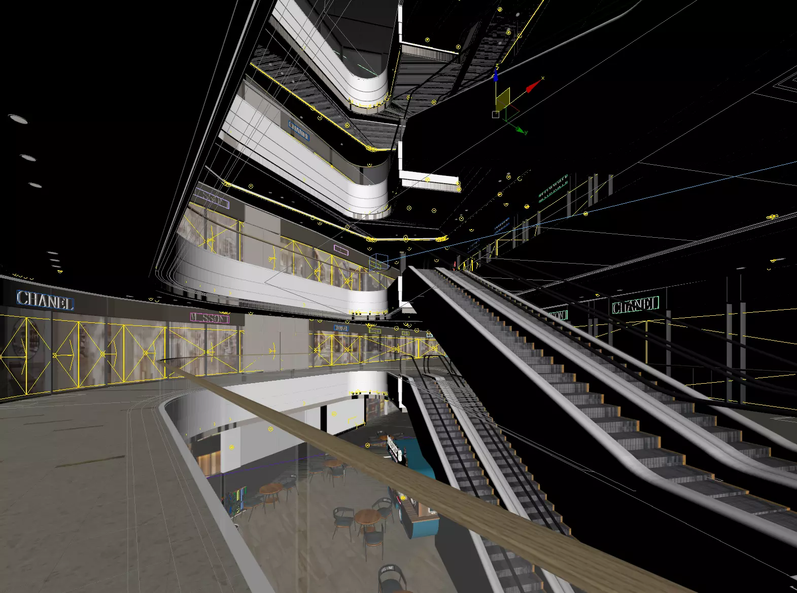 Shopping Mall interior Low-poly 3D model_1