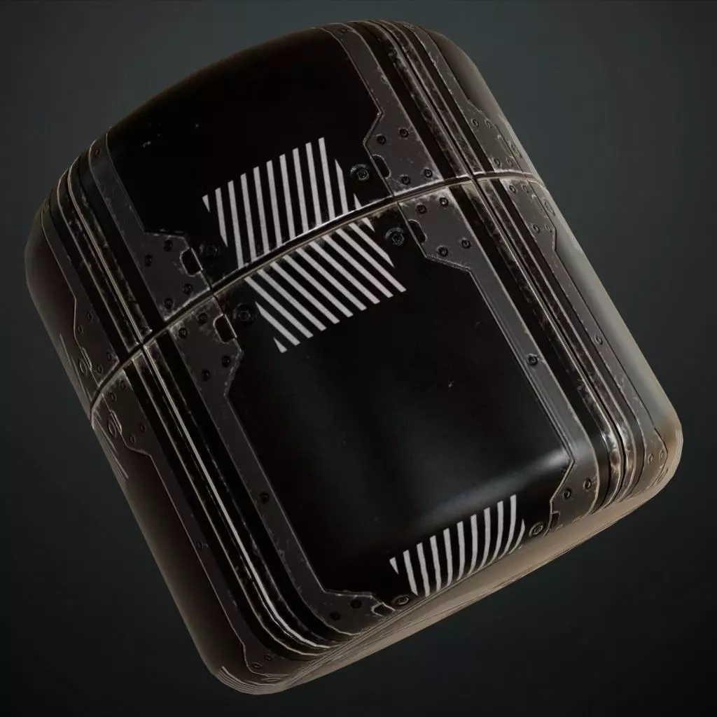 Black Modular Sci-Fi Warning Panel PBR Seamless Texture_1