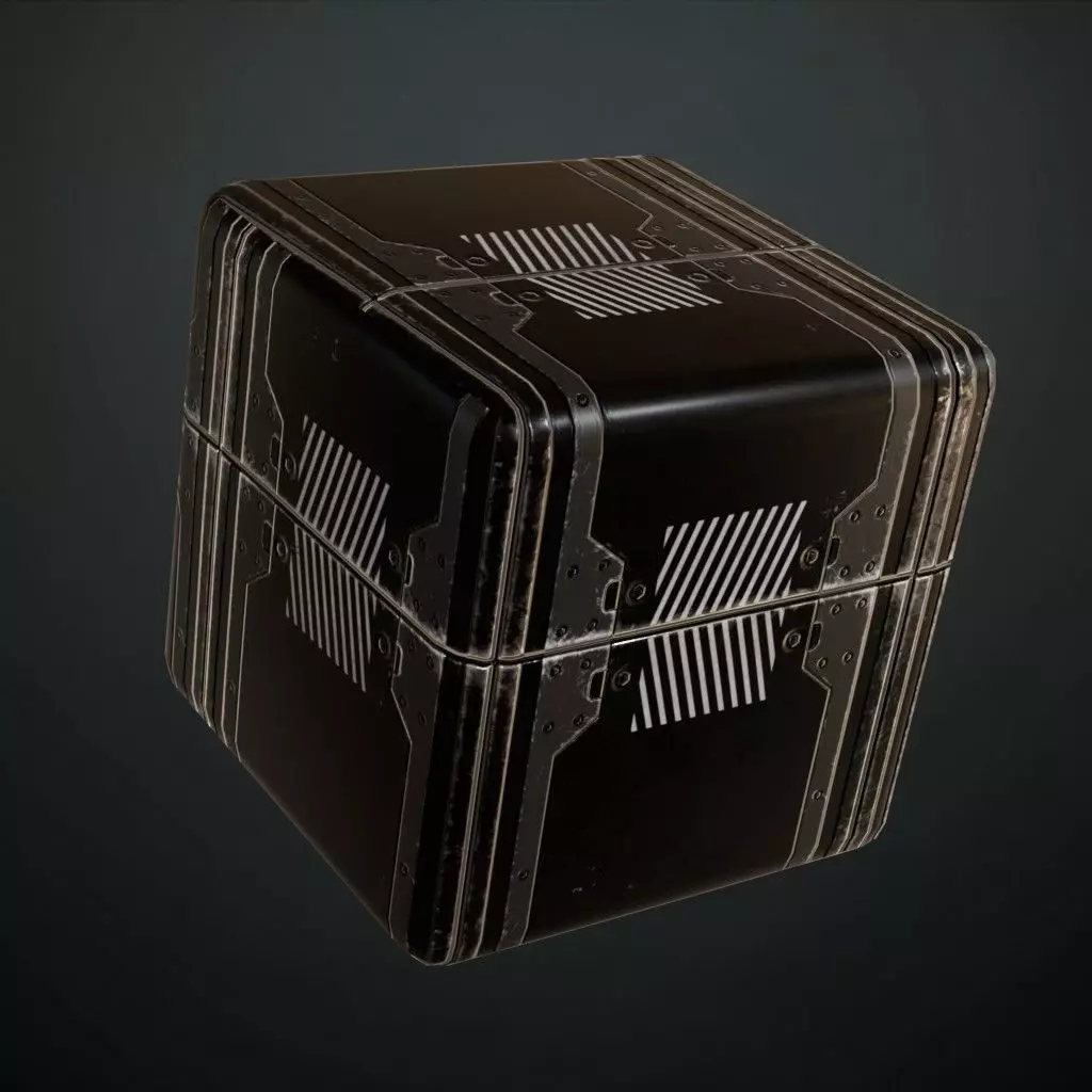 Black Modular Sci-Fi Warning Panel PBR Seamless Texture_4