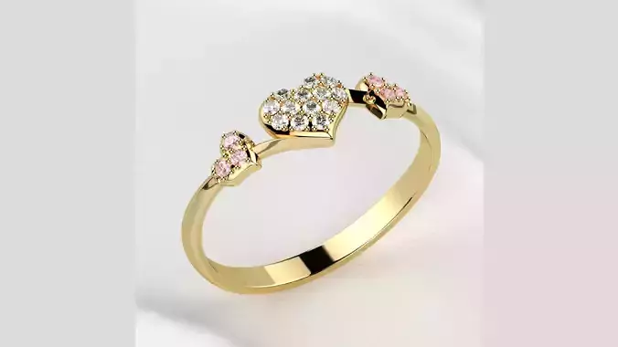 Hearts Gold Ring