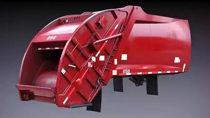 Garbage truck body Low-poly 3D model 5