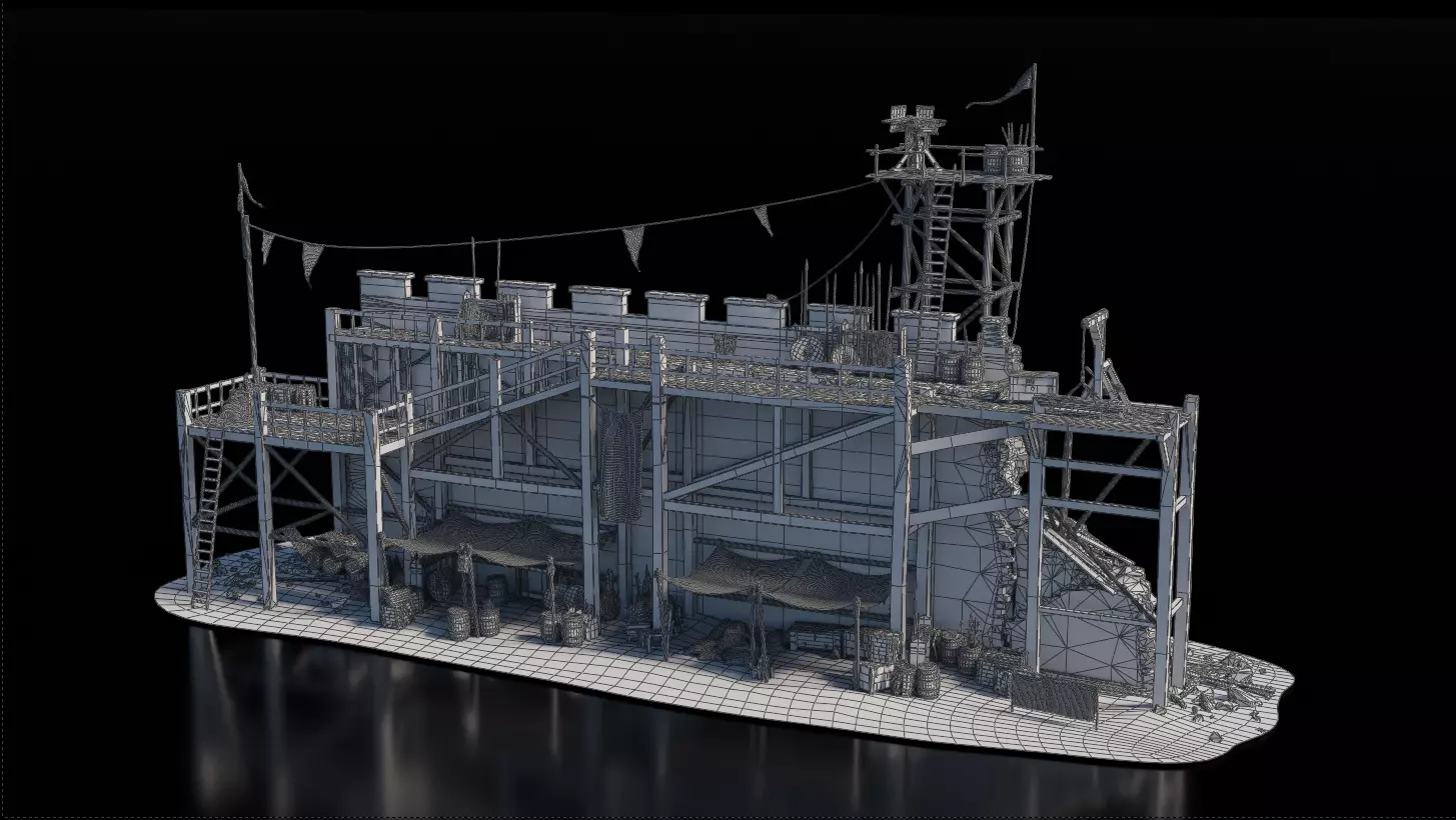 Destroyed Wall Medieval 3D model_3