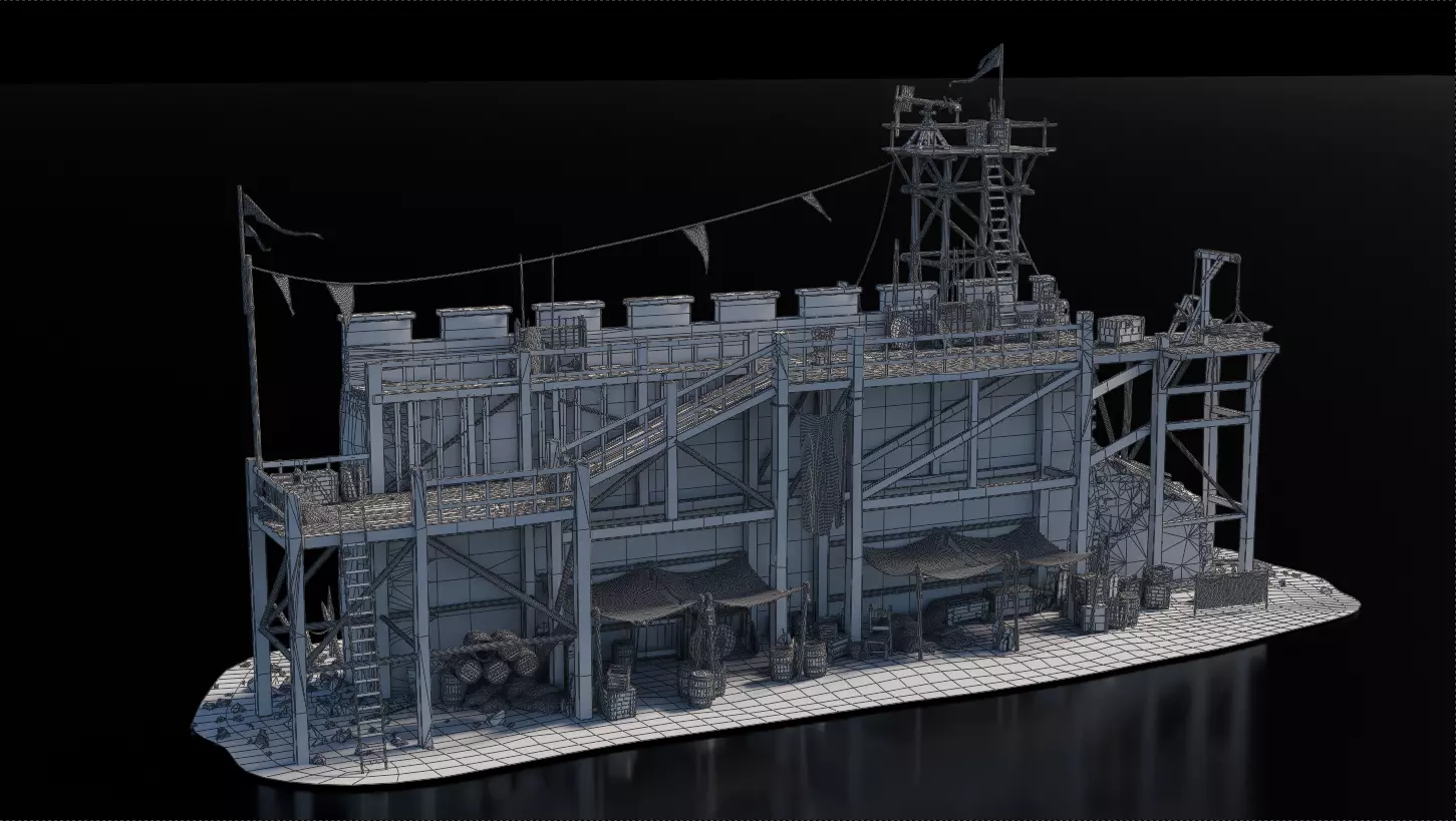 Destroyed Wall Medieval 3D model_4