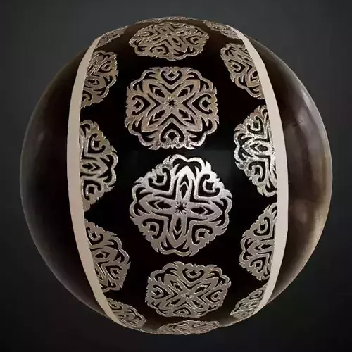 Stylized Flower Metal Ornament Panel PBR Seamless