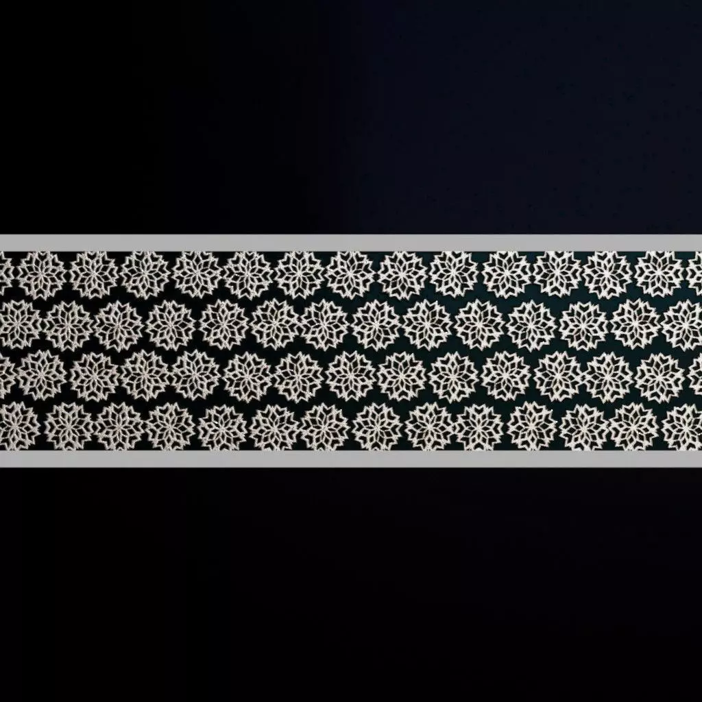 Stylized Snowflake Grid Metal Panel PBR Seamless Texture_2