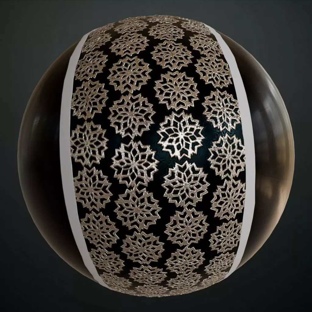 Stylized Snowflake Grid Metal Panel PBR Seamless Texture_0