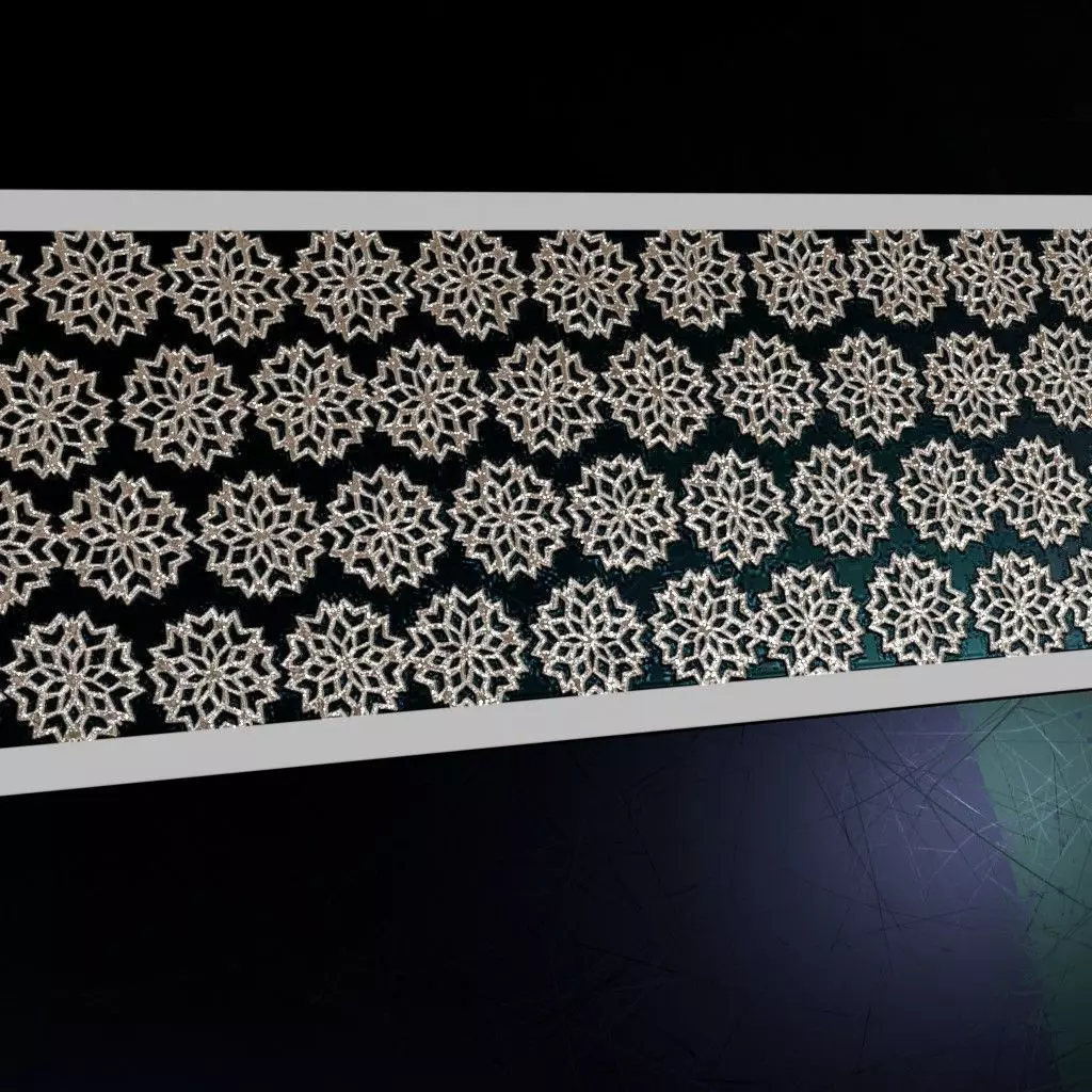 Stylized Snowflake Grid Metal Panel PBR Seamless Texture_3