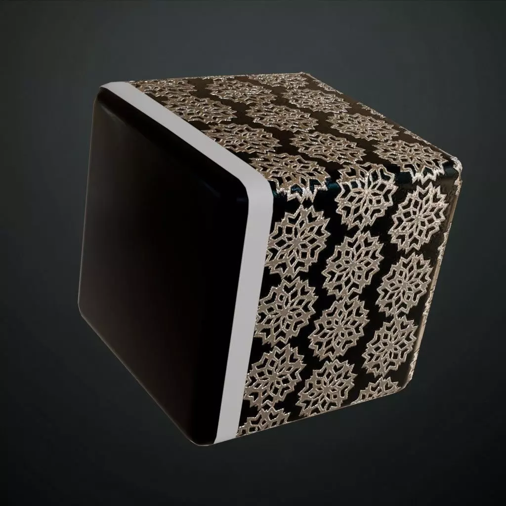 Stylized Snowflake Grid Metal Panel PBR Seamless Texture_4