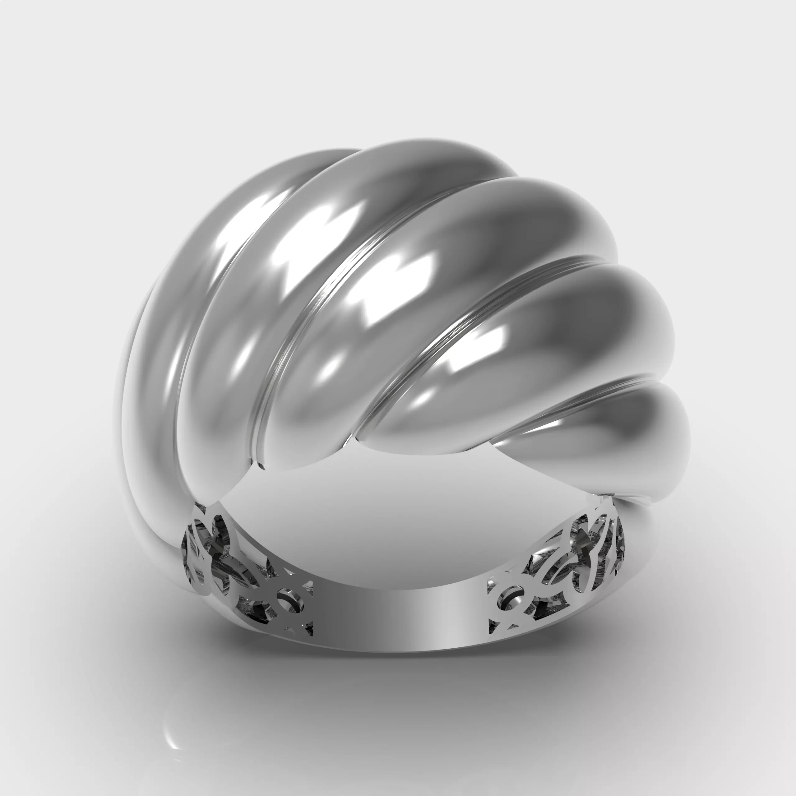 Shell-Inspired Ring Set 3D print model_3