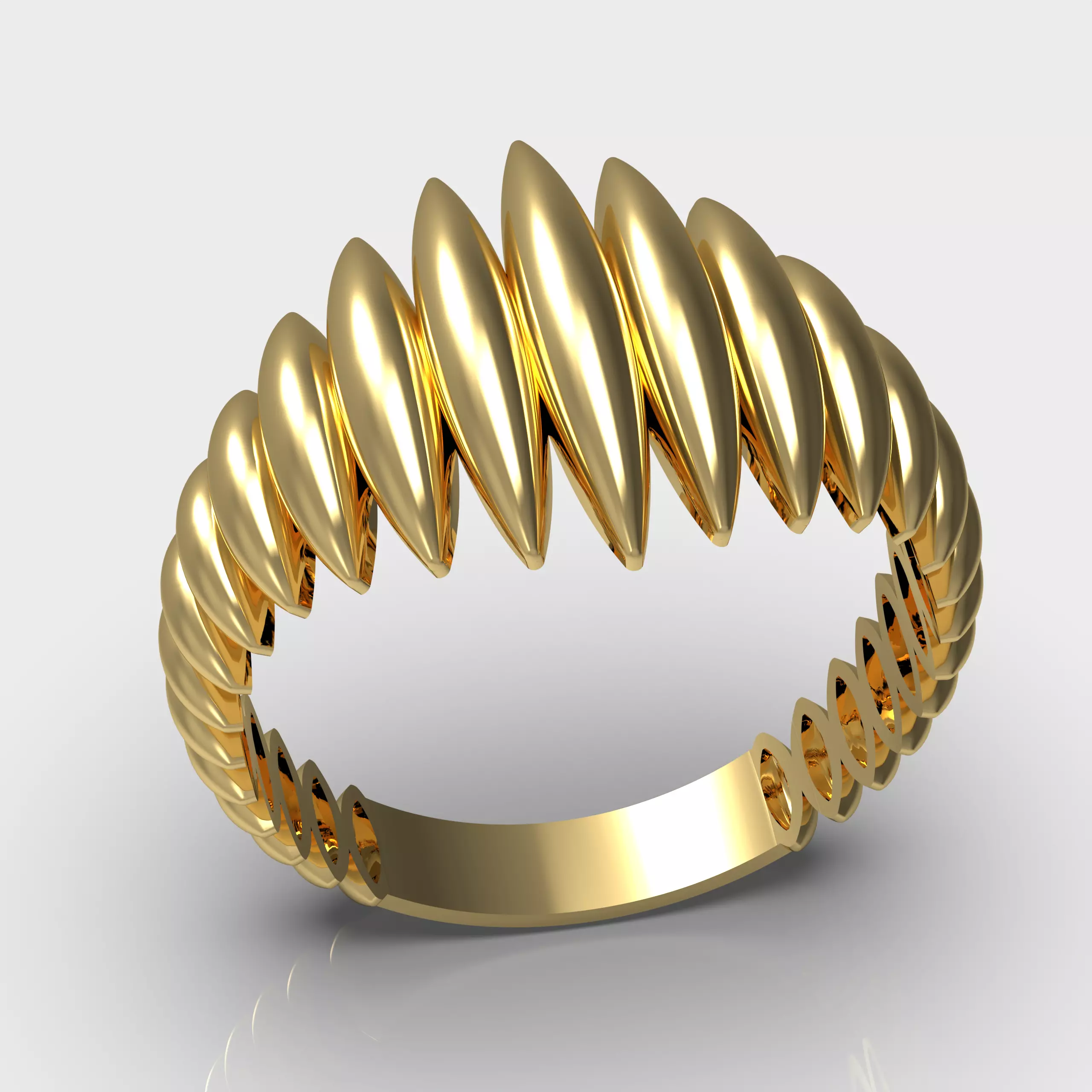 Shell-Inspired Ring Set 3D print model_4