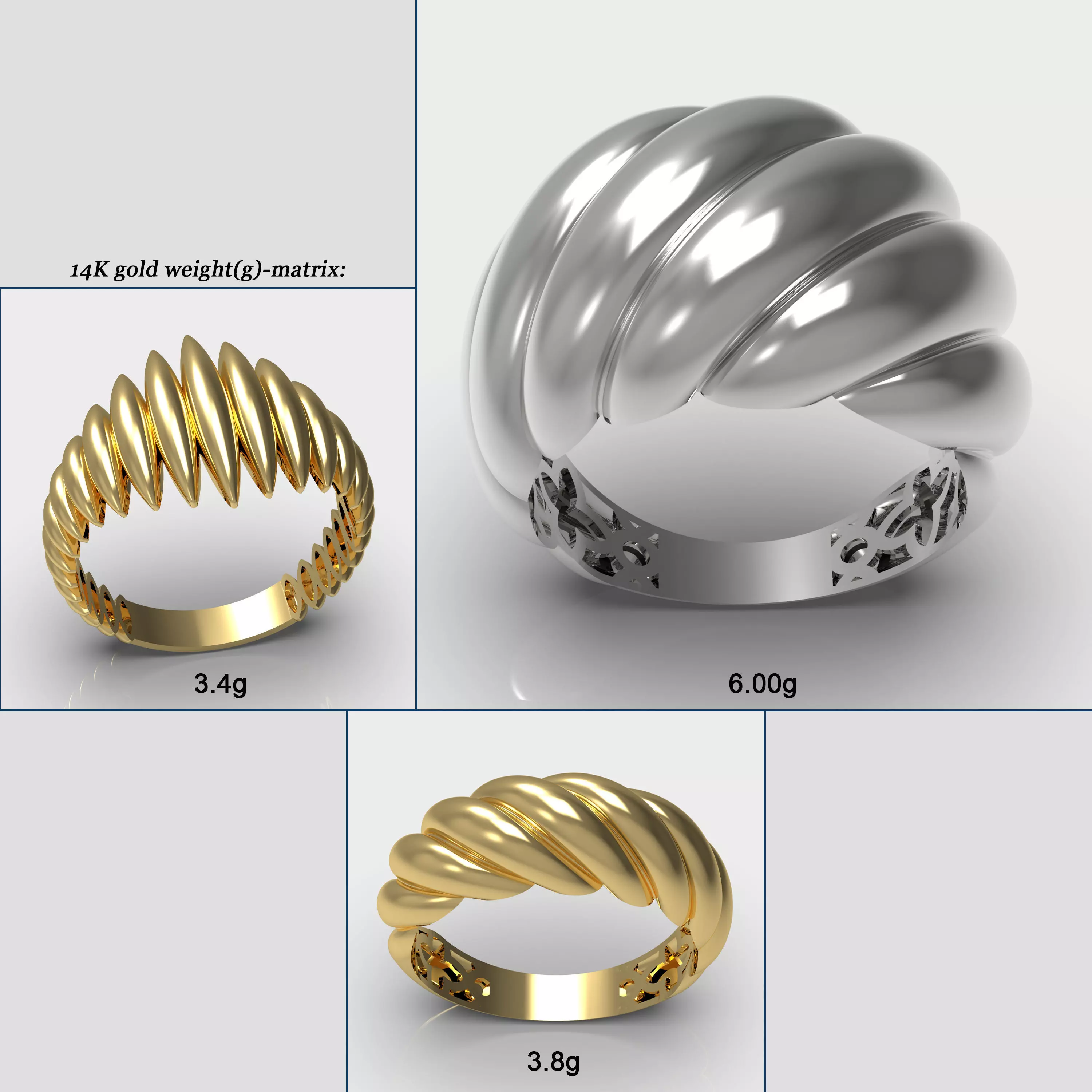 Shell-Inspired Ring Set 3D print model_1